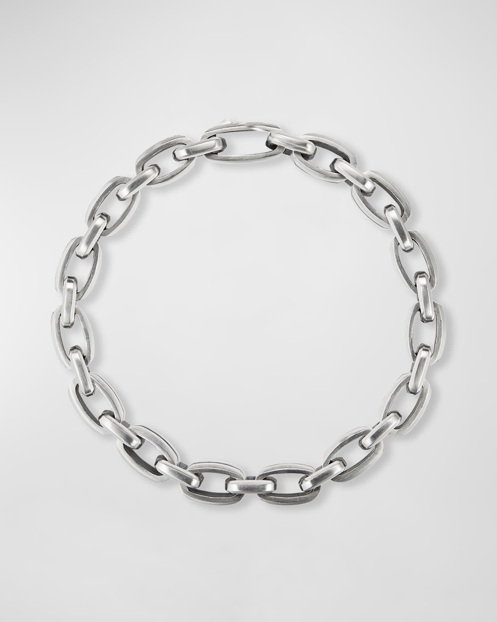 Men's Streamline Sterling Silver Beveled Link Bracelet with Black ...