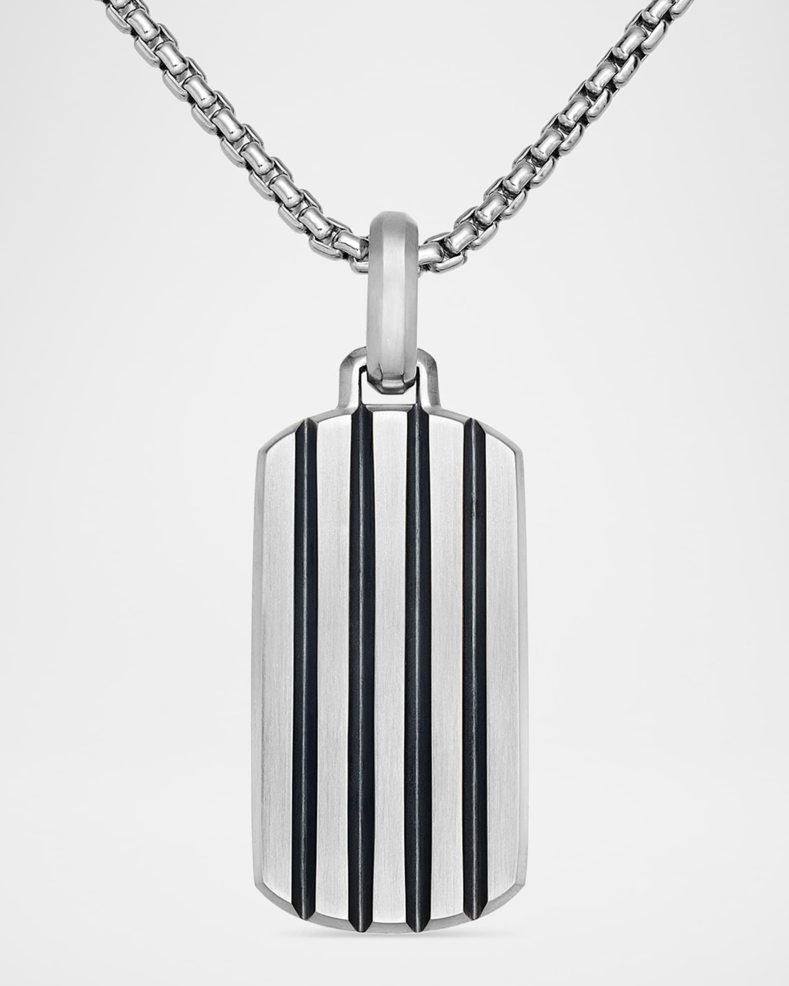 Men's Beveled Tag Pendant in Titanium, 35mm 0
