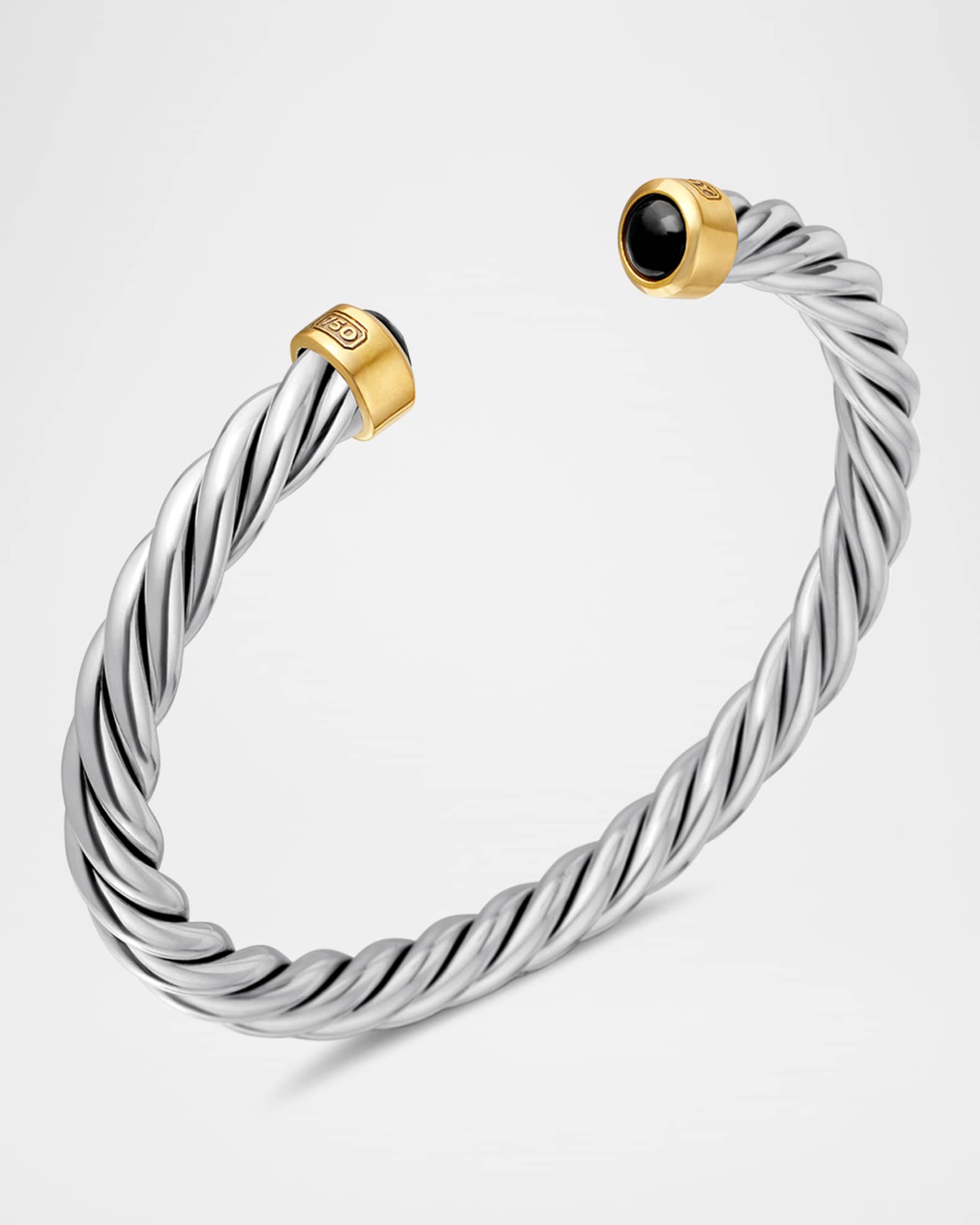 Men s Cable Cuff Bracelet in Silver with 18K Gold 6mm