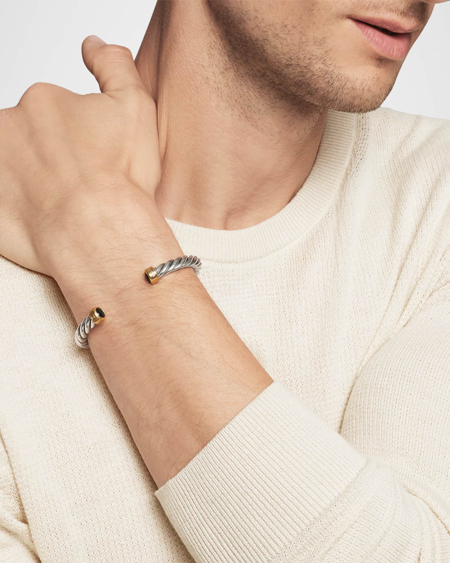 6mm Men's Cable Cuff Bracelet in Silver Neiman Marcus