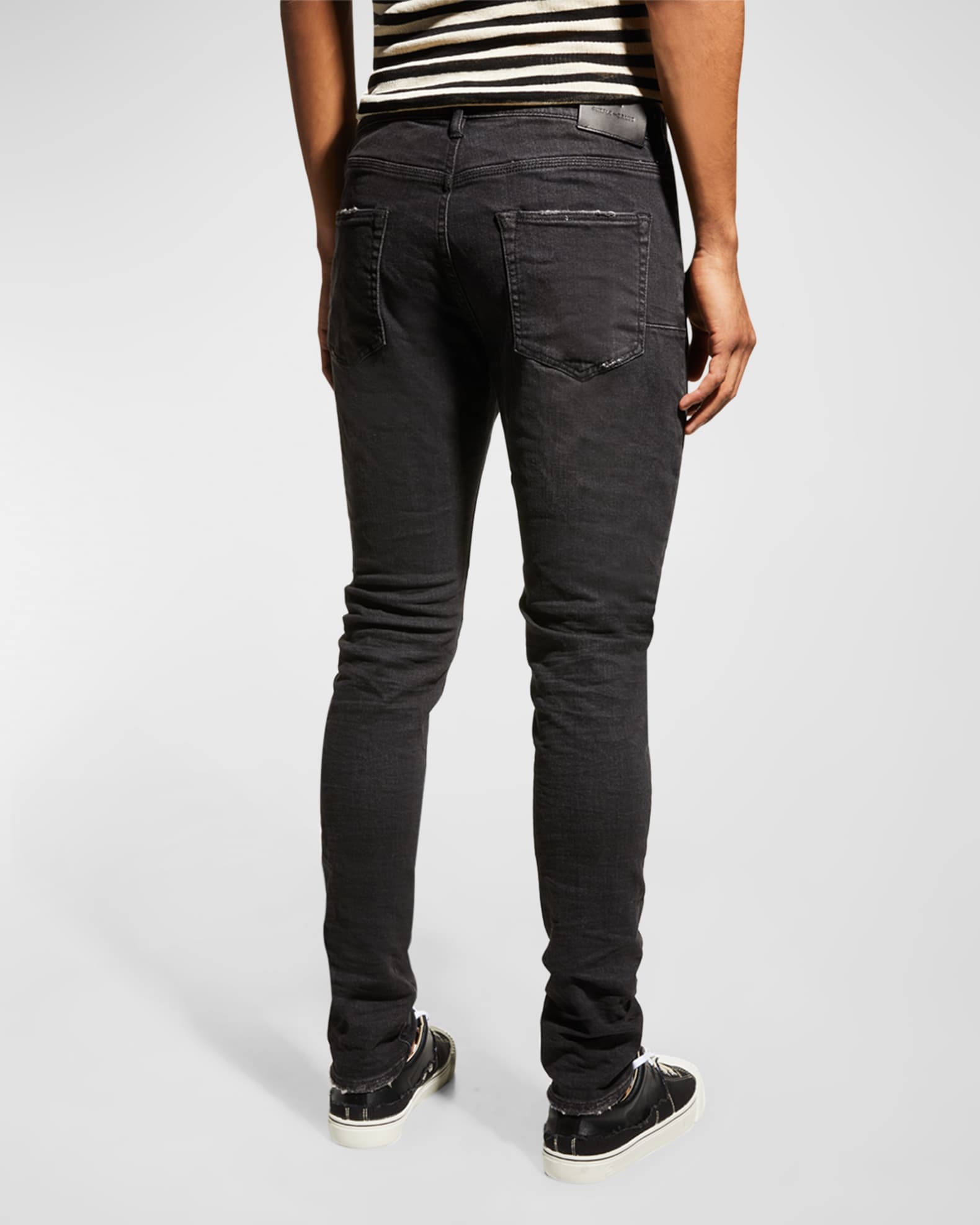 PURPLE Men's Slim-Fit Distressed Low-Rise Skinny Jeans | Neiman Marcus