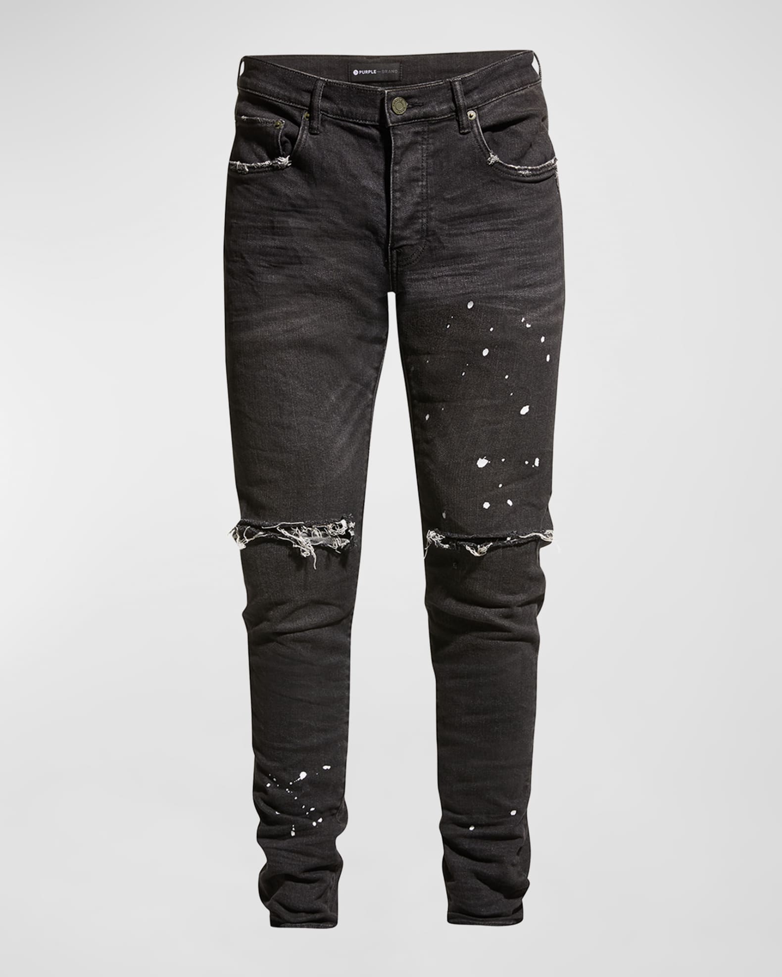 PURPLE ブラック スリムフィットデニム　サイズ32 PURPLE Men's Slim-Fit Distressed Low-Rise Skinny Jeans | Neiman Marcus