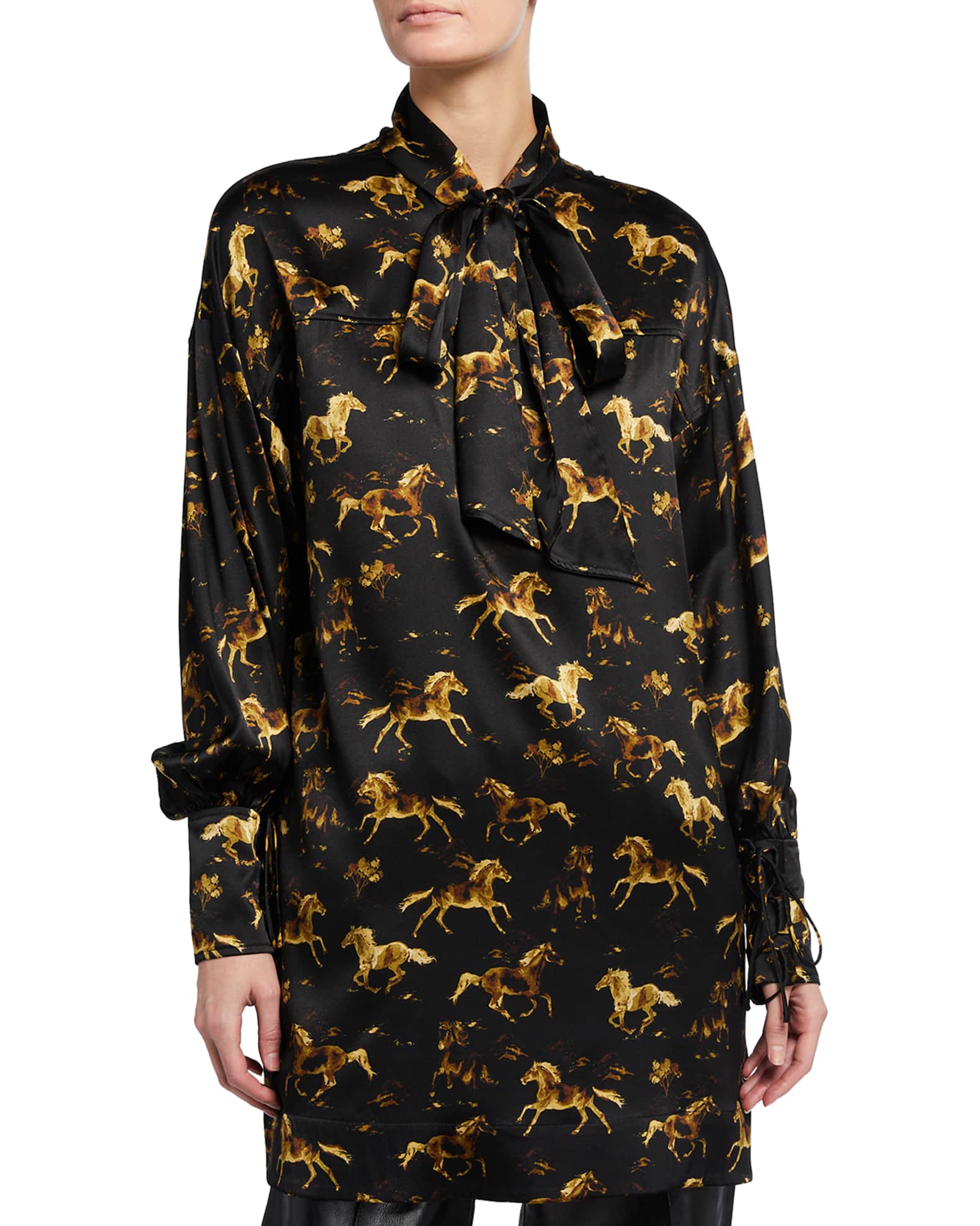 Ganni dress horse print hot sale