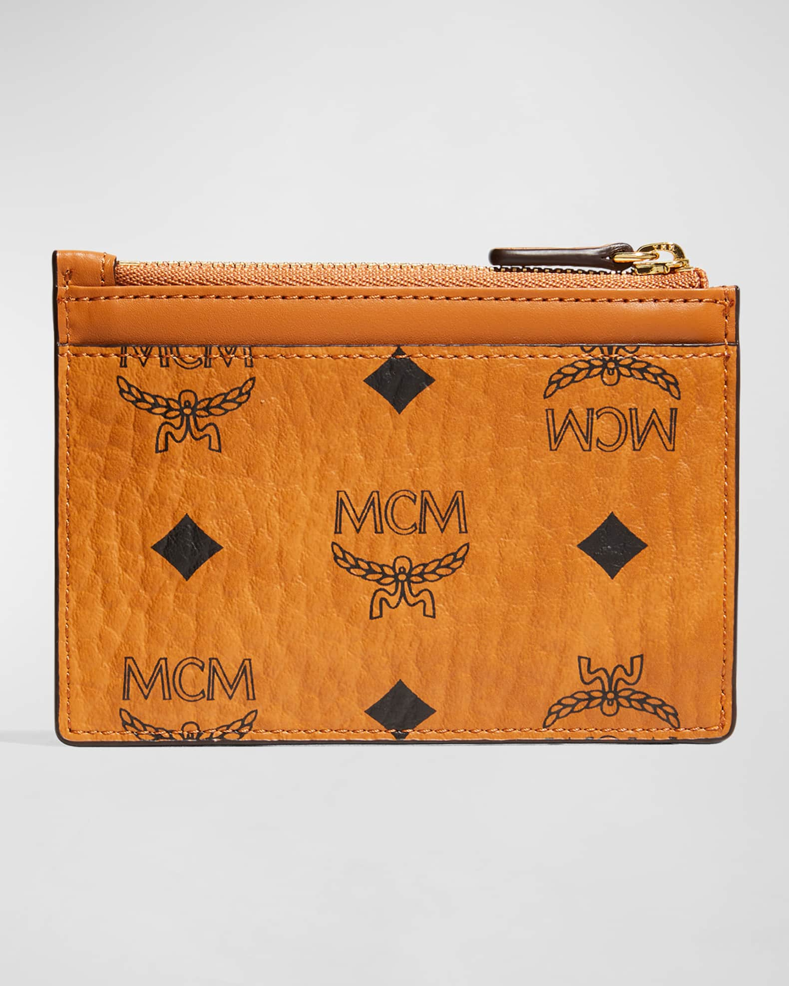 AUTH NWT $550 MCM Patricia Visetos Logo Coated Canvas Wallet On