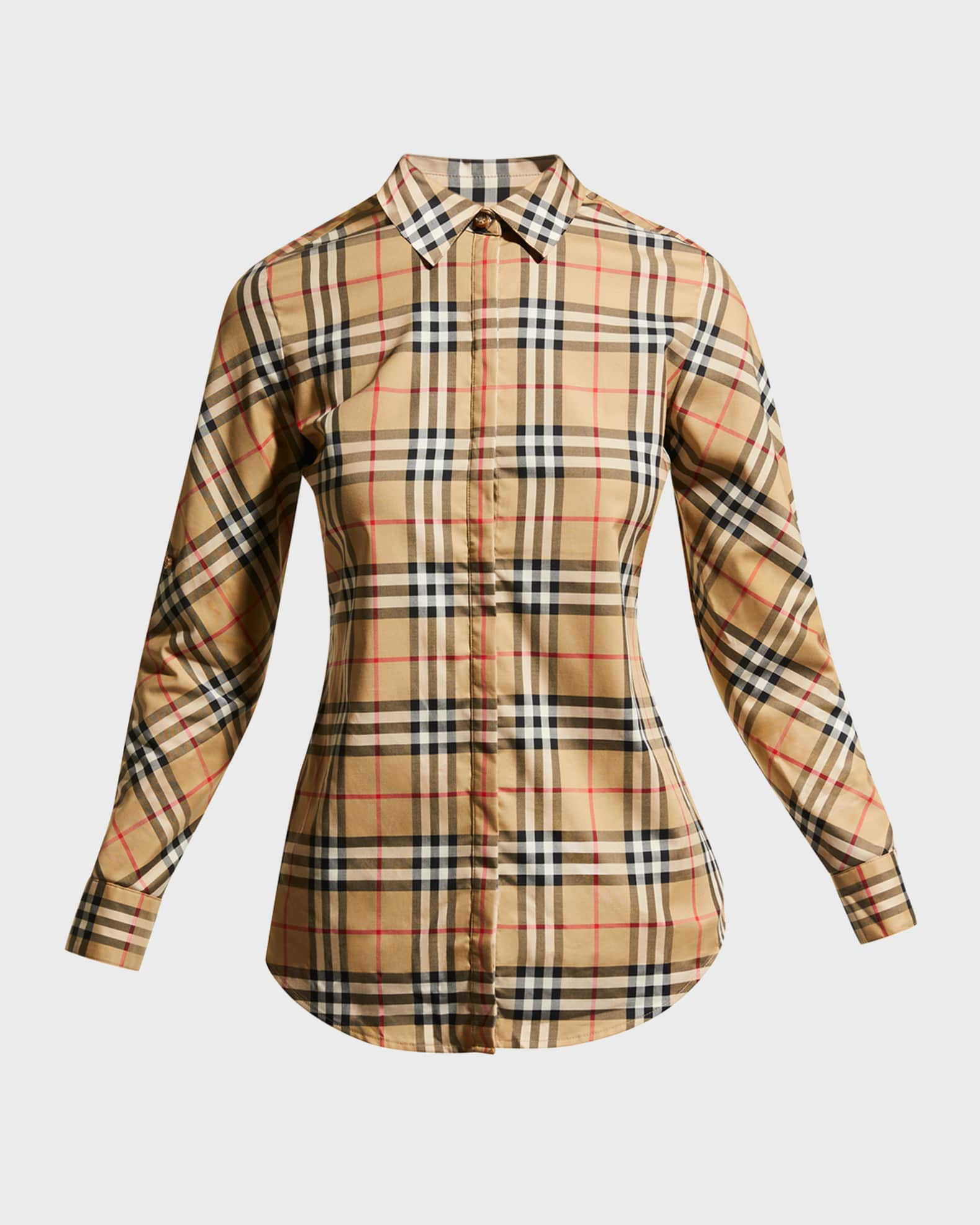 Burberry Girls Beige Classic Check Shirt Belted Dress