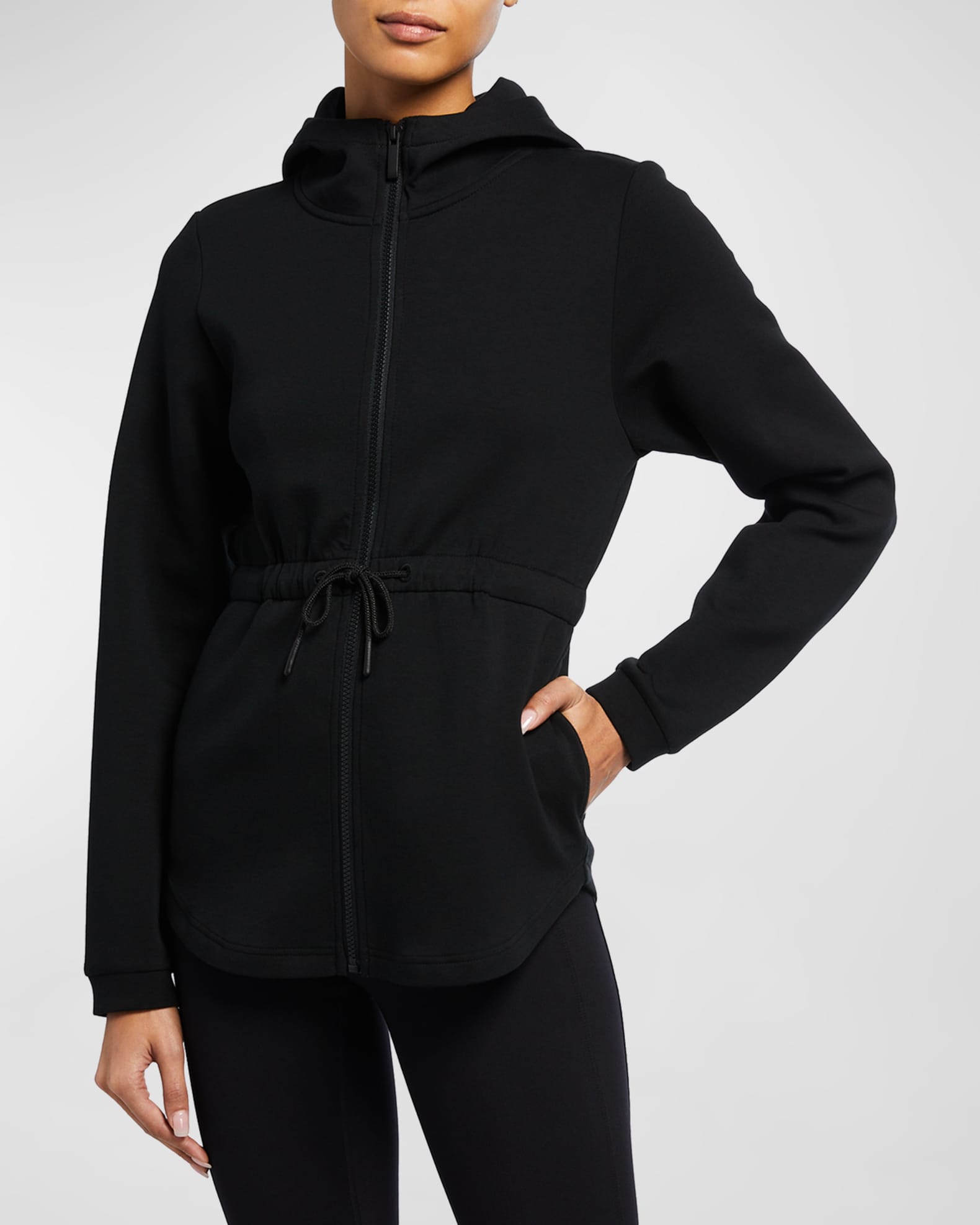 Varley Sofia Drawstring-Waist Hooded Track Jacket | Neiman Marcus