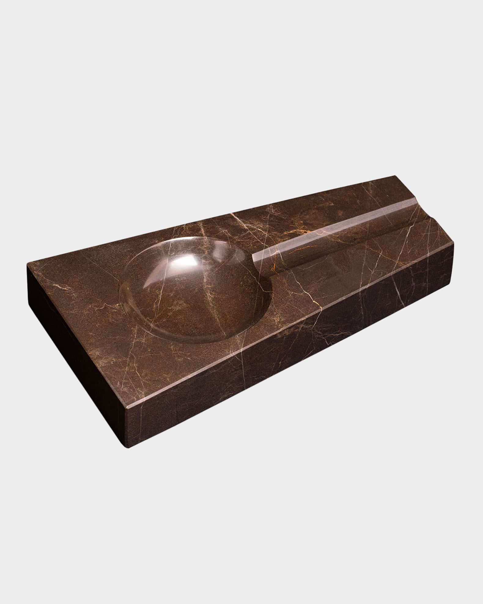 Bey-Berk Square Marble Cigar Ashtray, Black