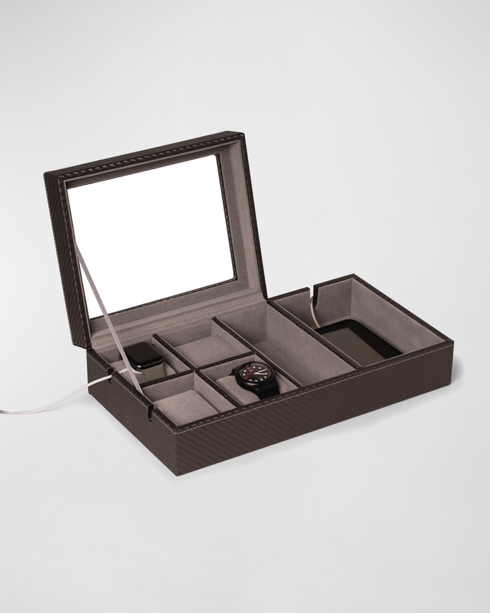 Bey-Berk Men's Devin Watch Tech Valet Tray