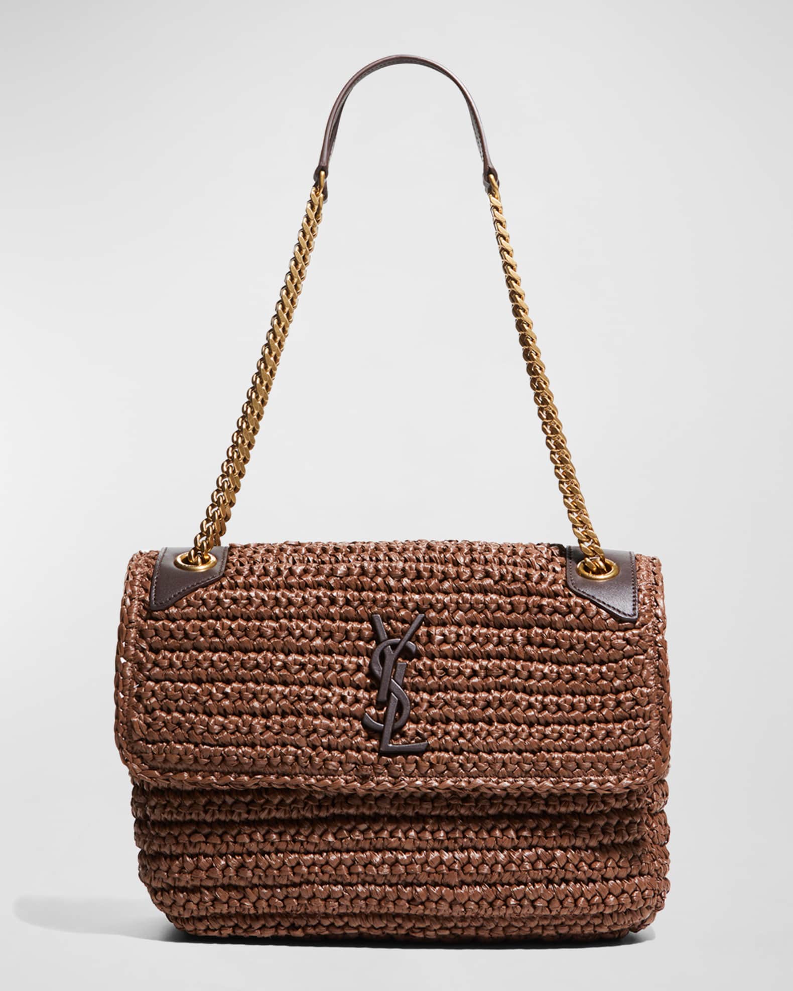 Saint Laurent Niki YSL Monogram Medium Crocheted Shoulder Bag Neiman