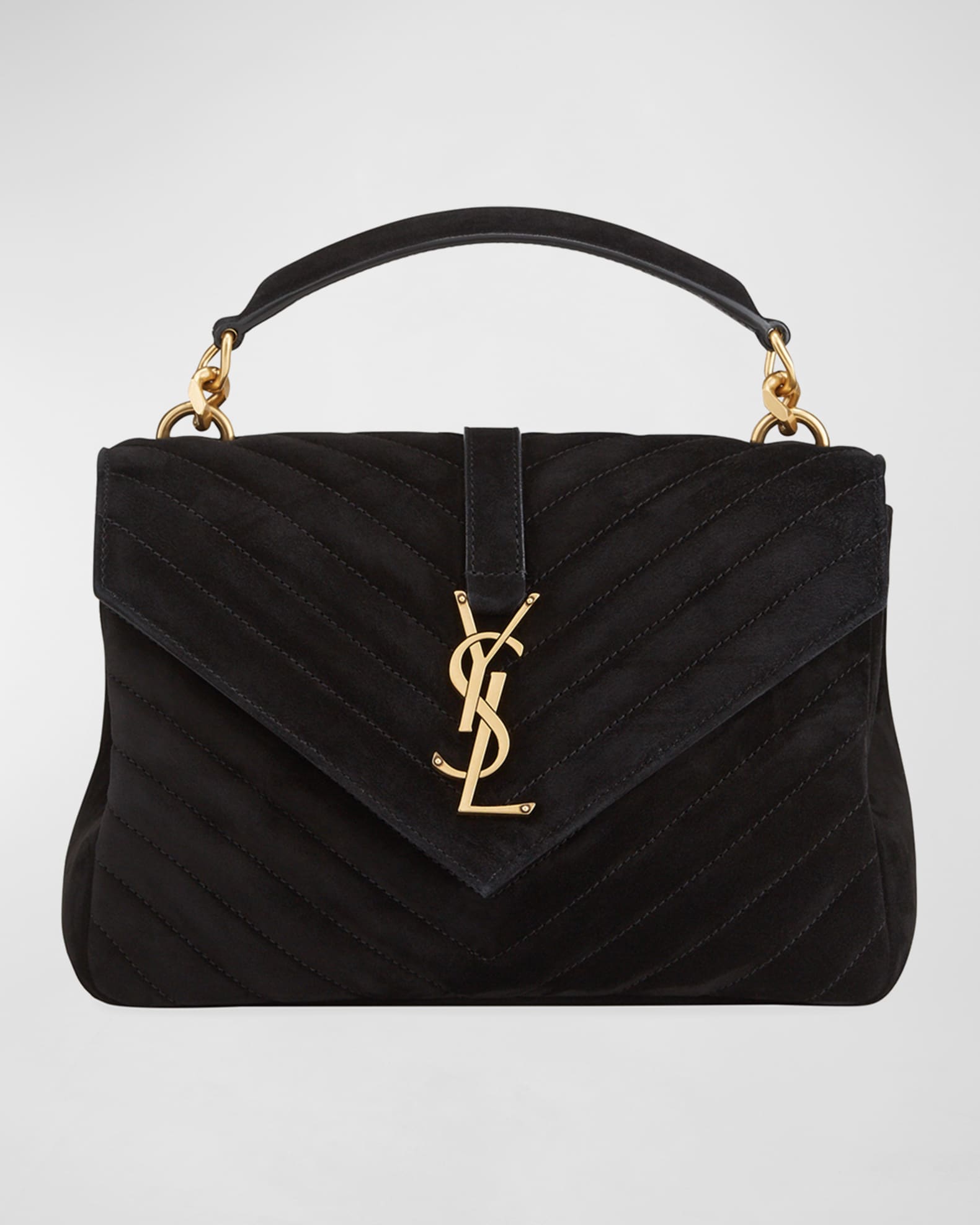 Saint Laurent College Medium YSL Suede Top Handle Bag Neiman Marcus
