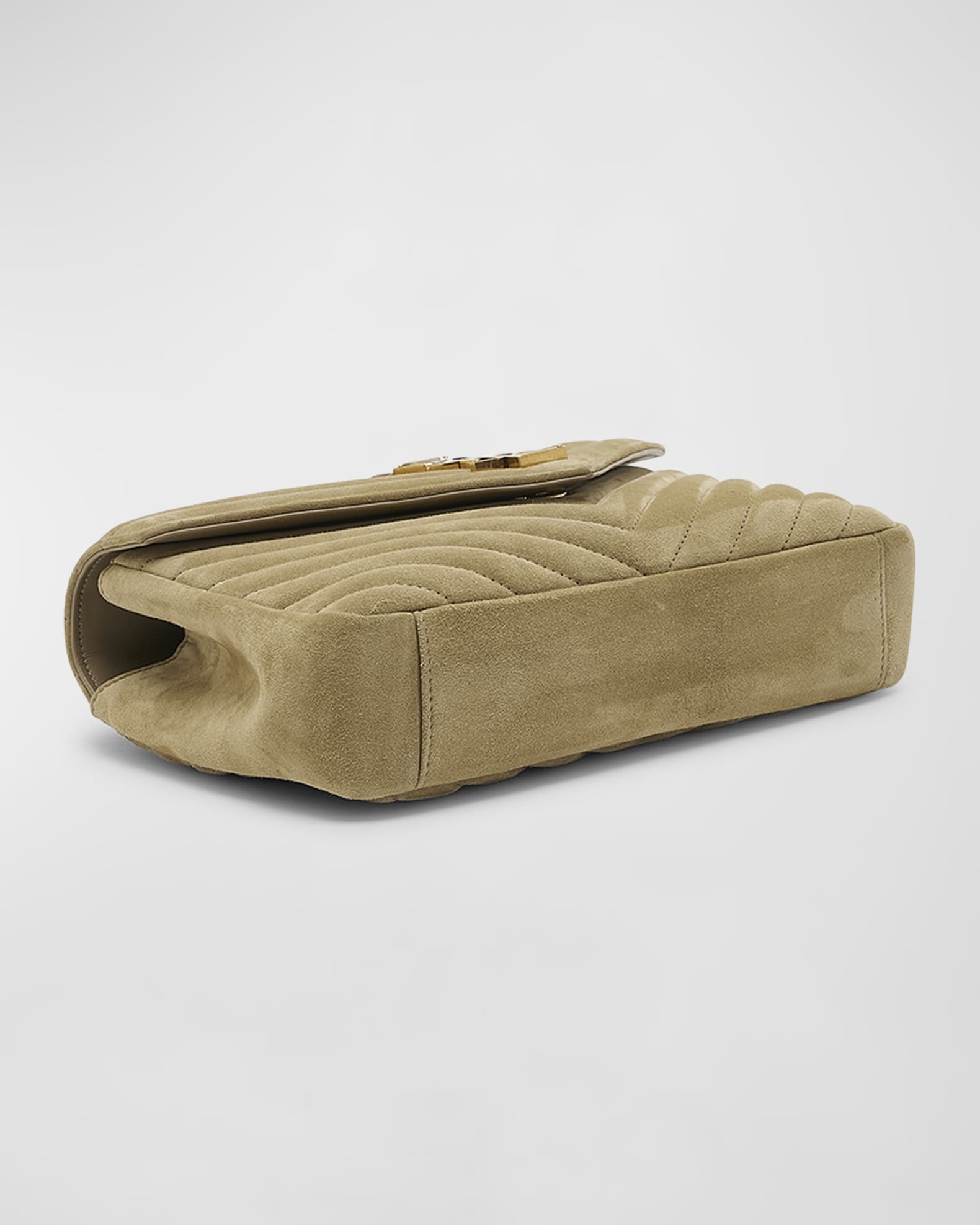College Medium Flap YSL Shoulder Bag in Quilted Suede 1