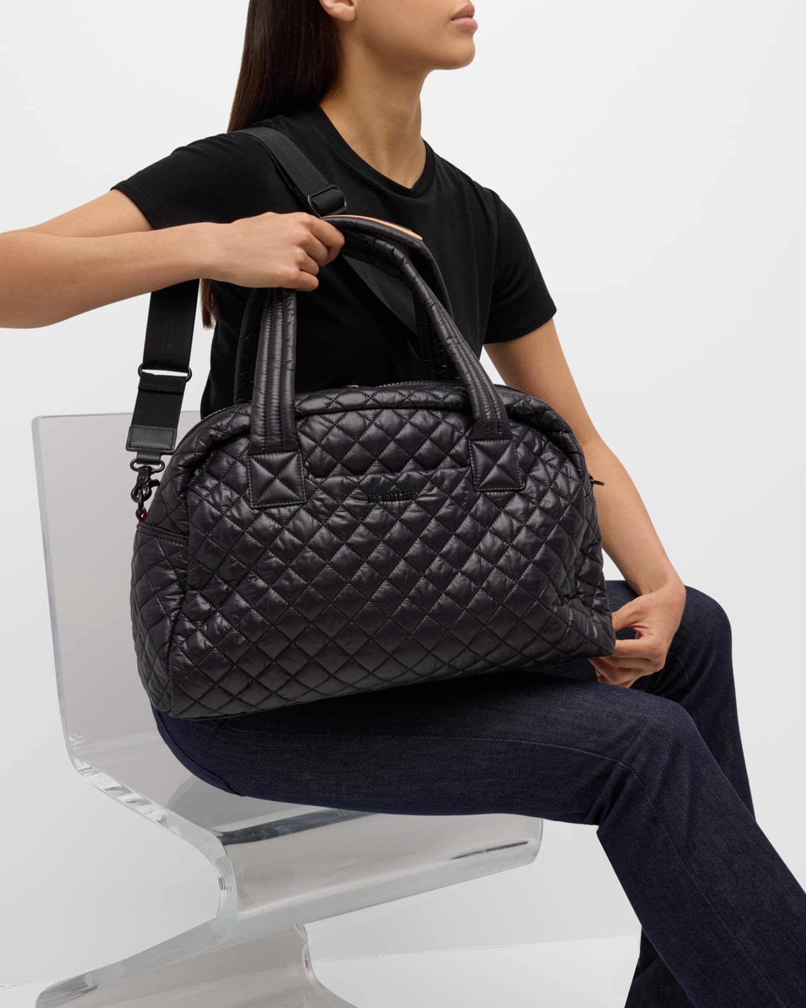 Travel Jimmy Quilted Duffle Bag in Black | MZ Wallace