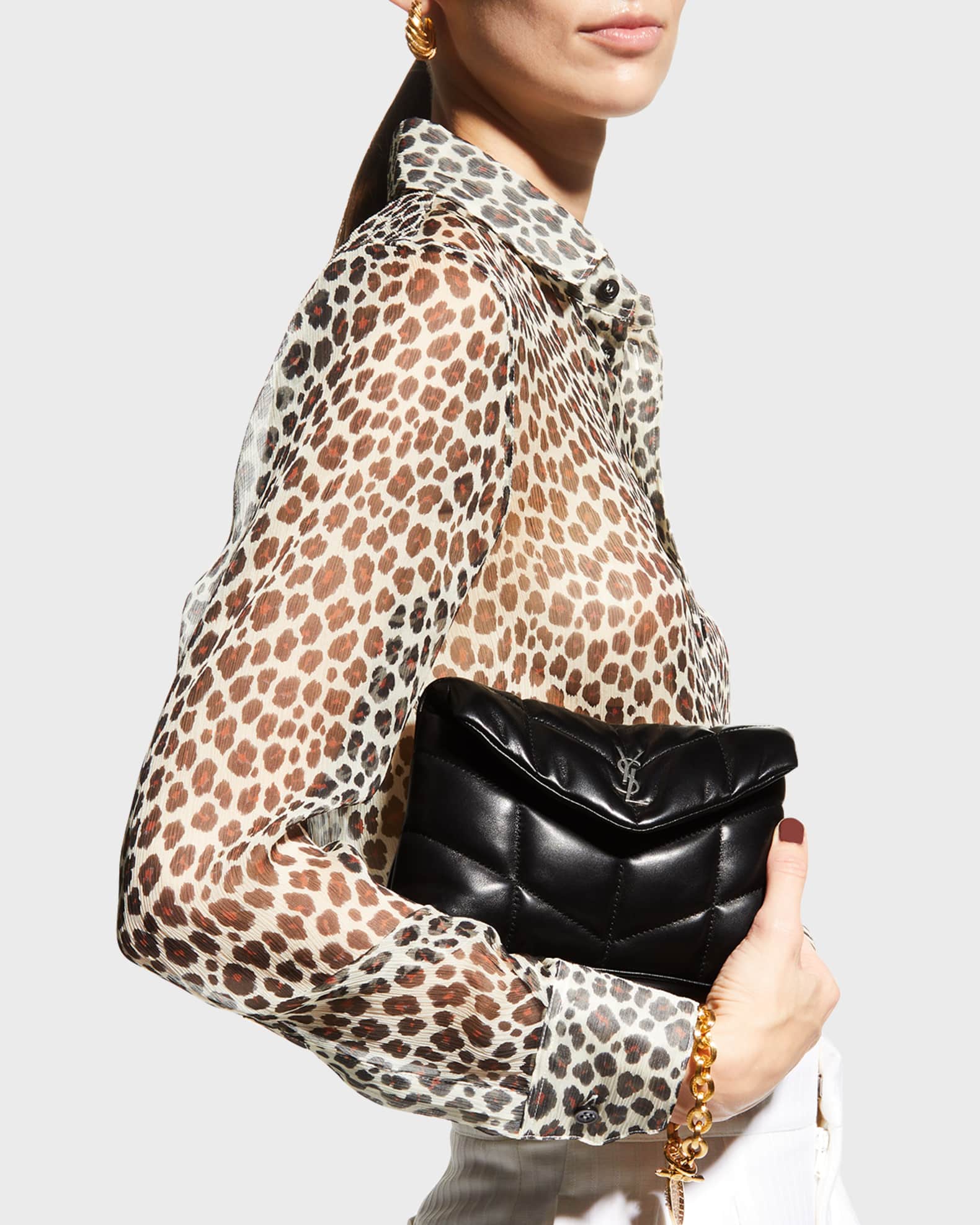 Saint Laurent Lou Puffer YSL Pouch in Quilted Leather Neiman Marcus