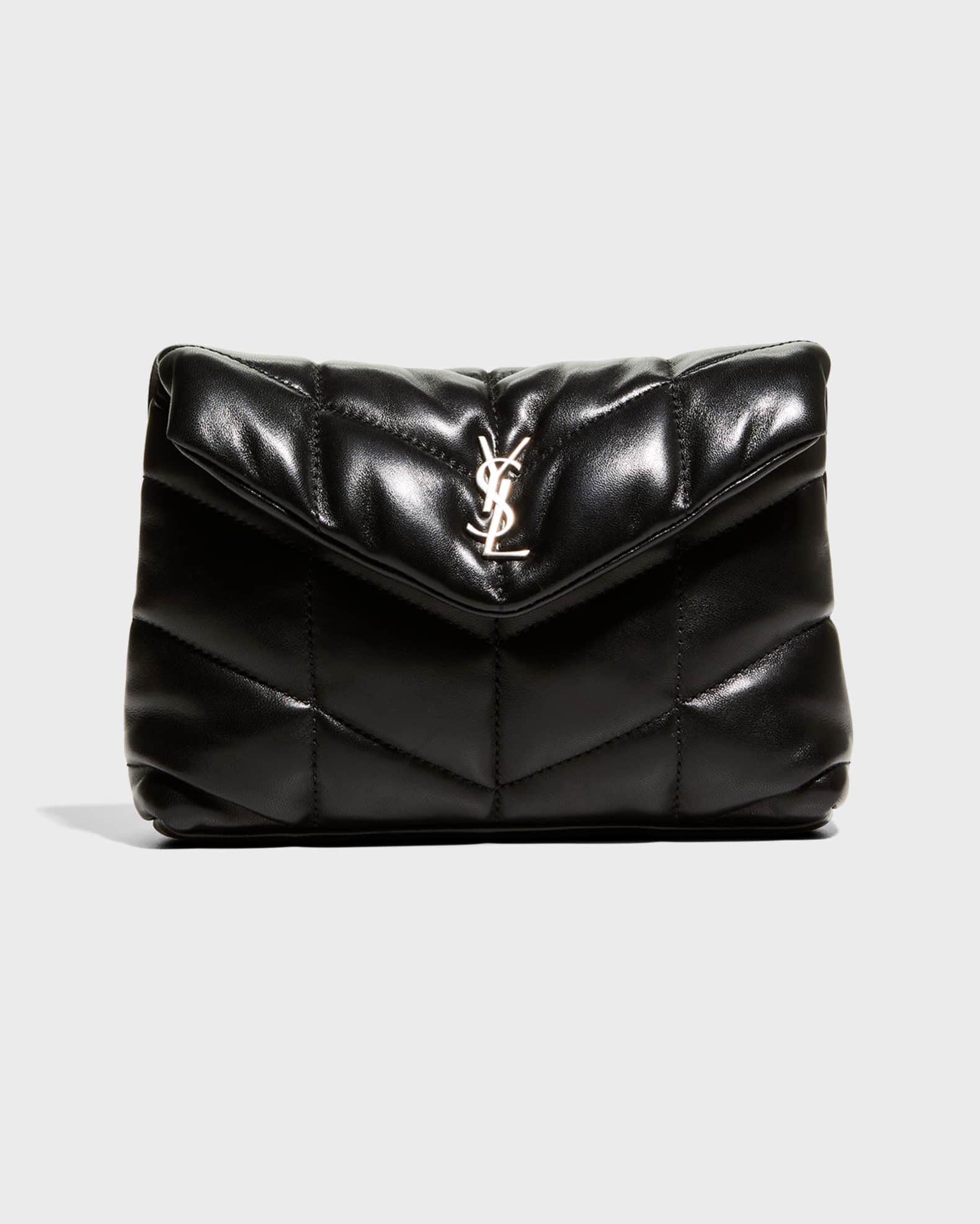 Saint Laurent Puffer Small Pouch in Quilted Lambskin - Black