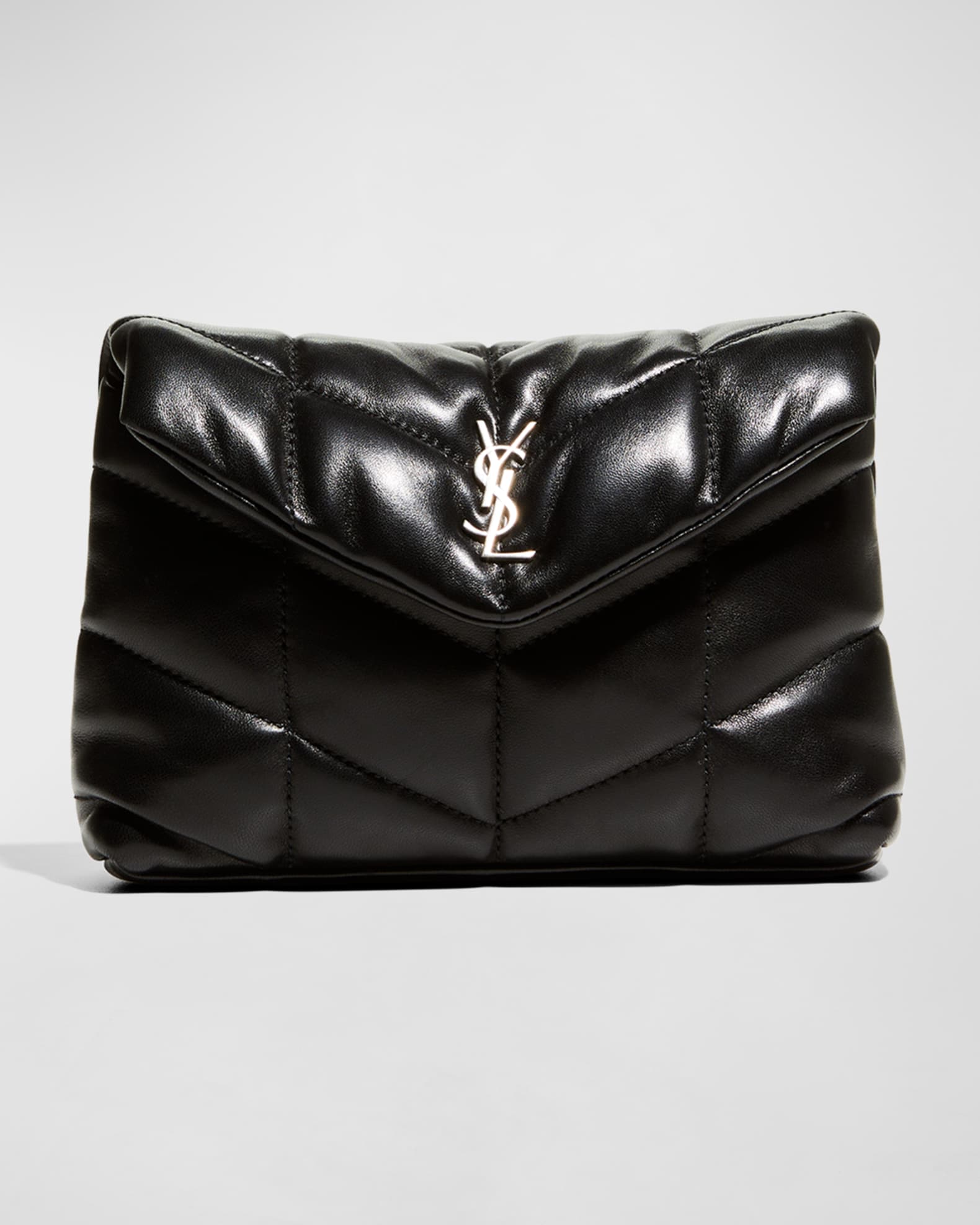 Saint Laurent Puffer Small Pouch in Quilted Lambskin - Black - Women