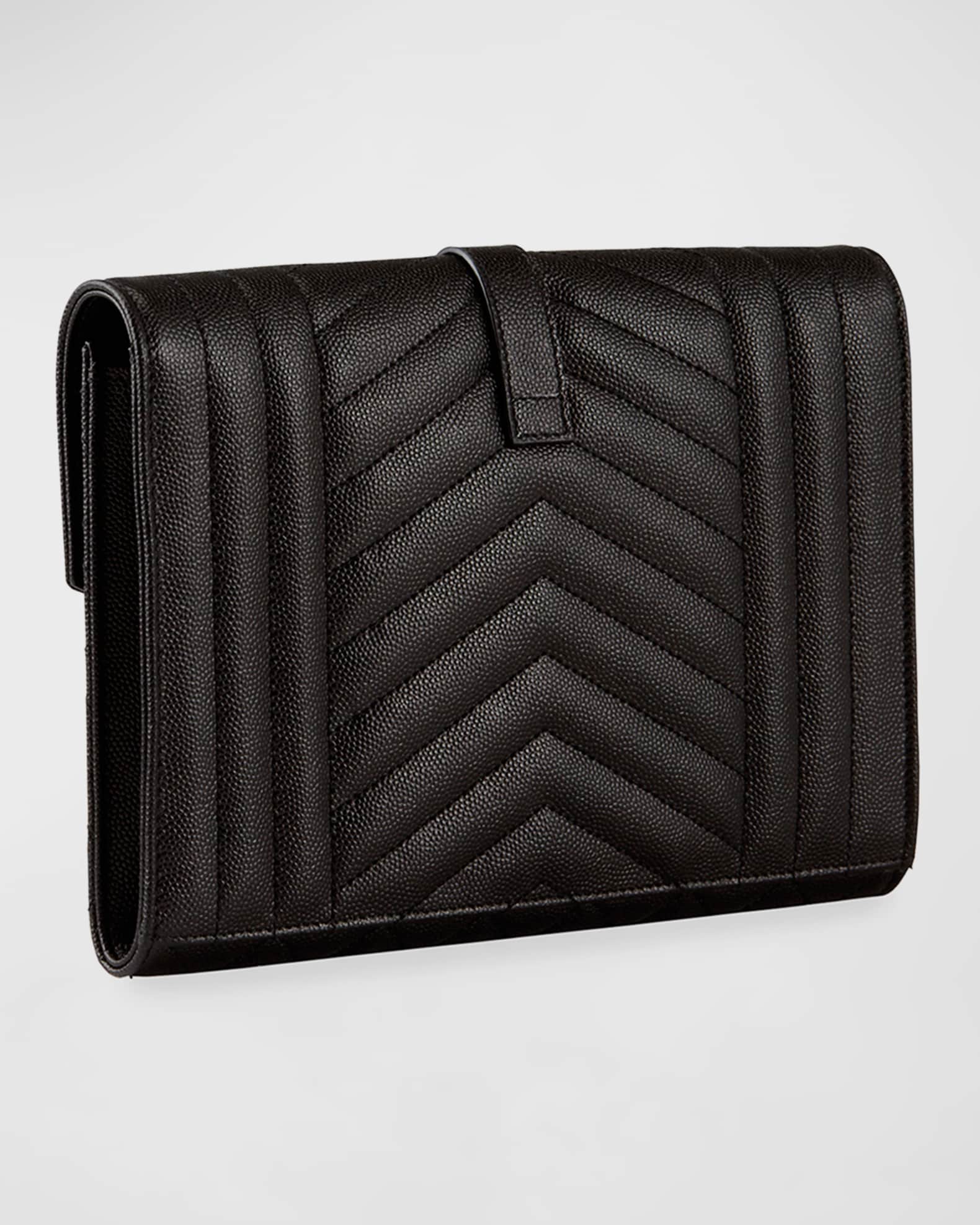 Saint Laurent Envelope Flap YSL Clutch Bag in Grained Leather Neiman Marcus