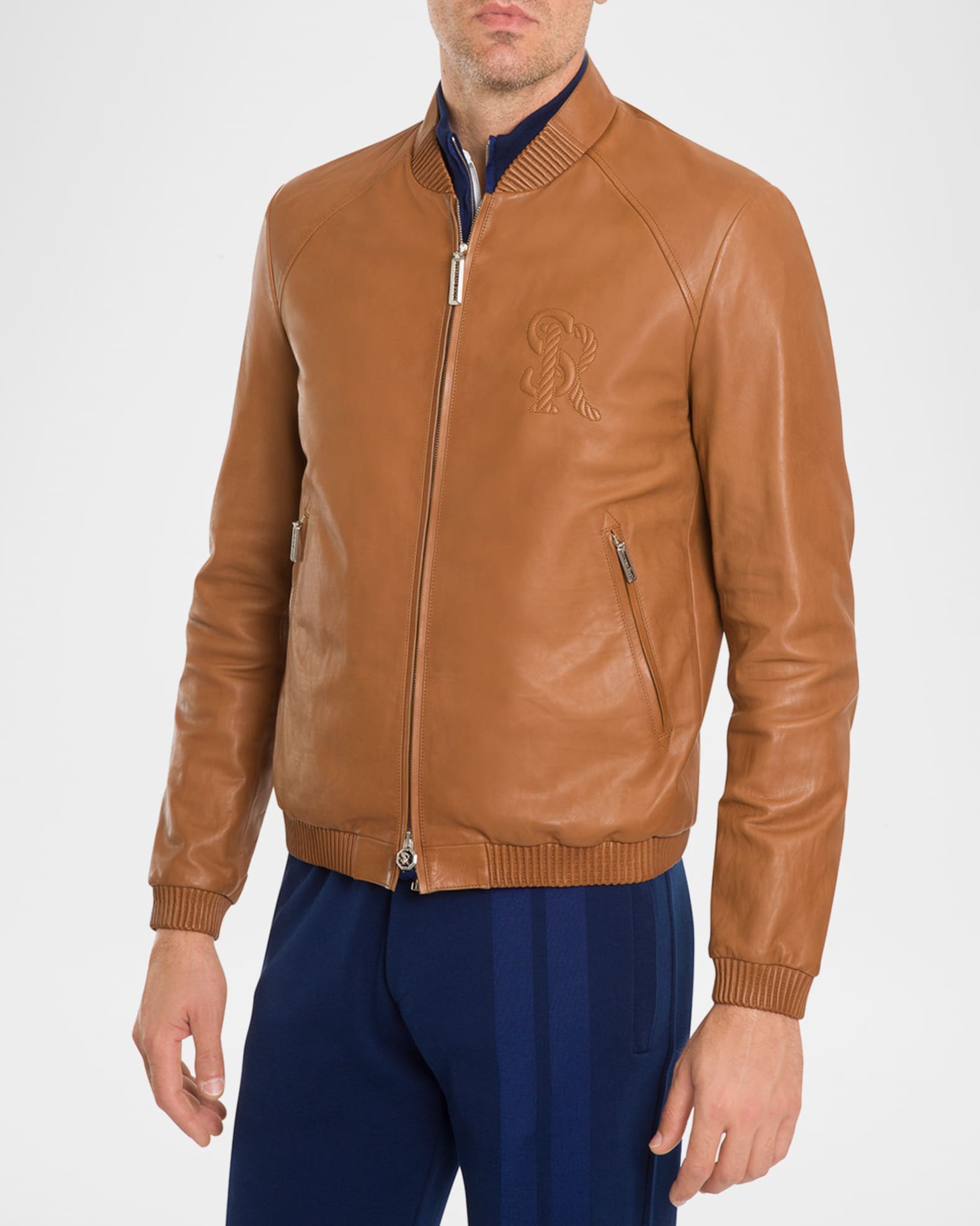 Suede & Crocodile Leather Bomber Jacket Full Body