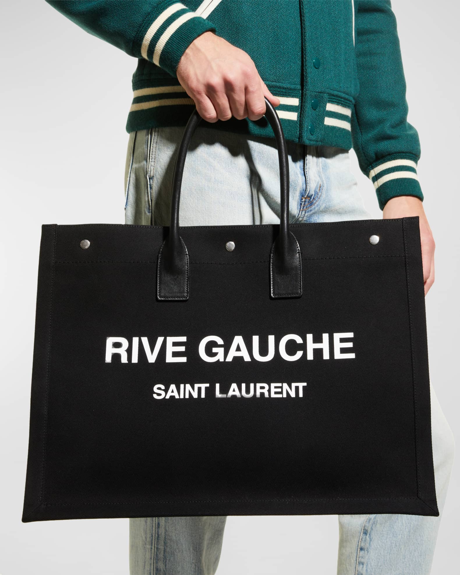 Saint Laurent Men's Rive Gauche Maxi Canvas Tote