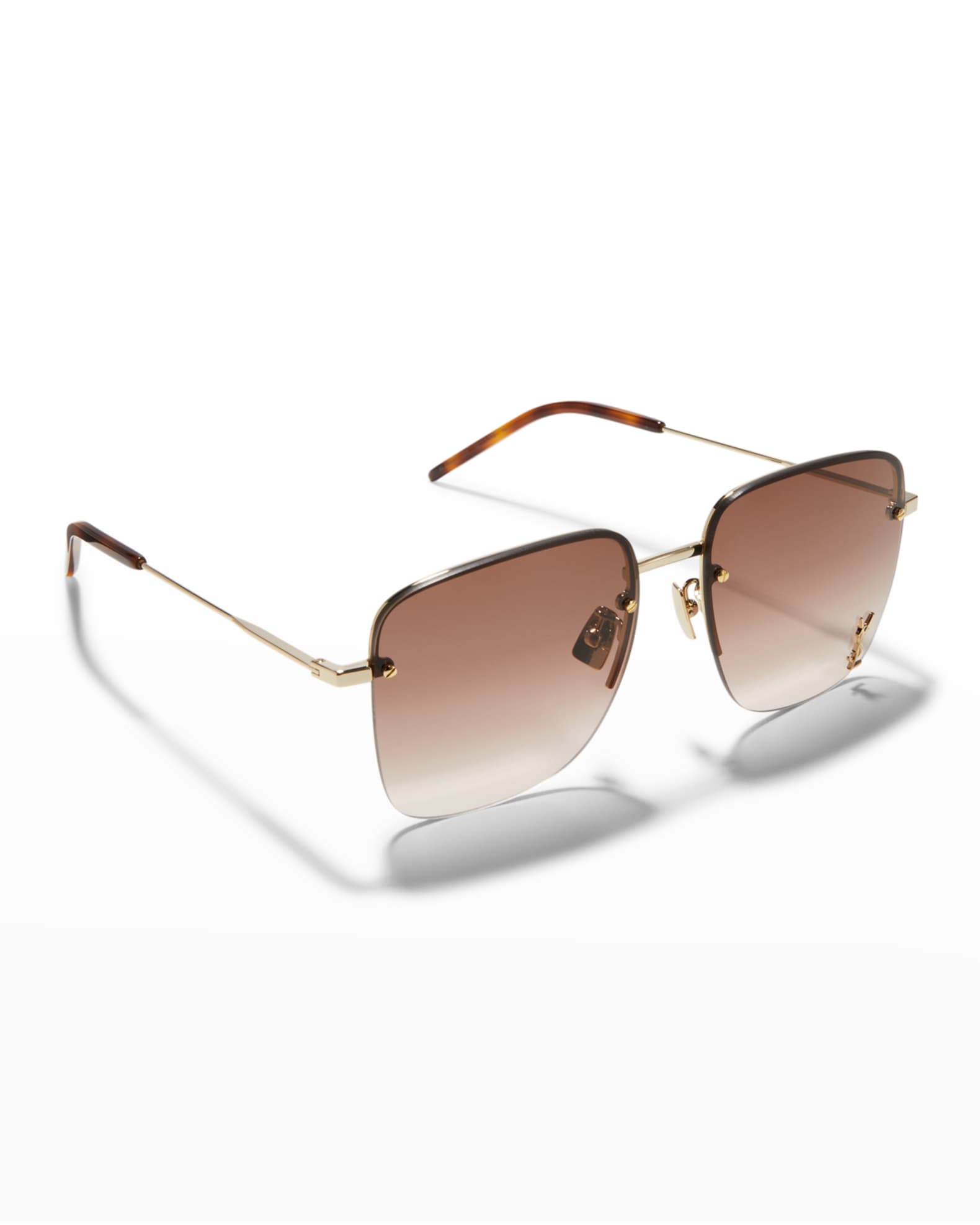 Saint Laurent YSL Rimless Square Metal Sunglasses Neiman Marcus