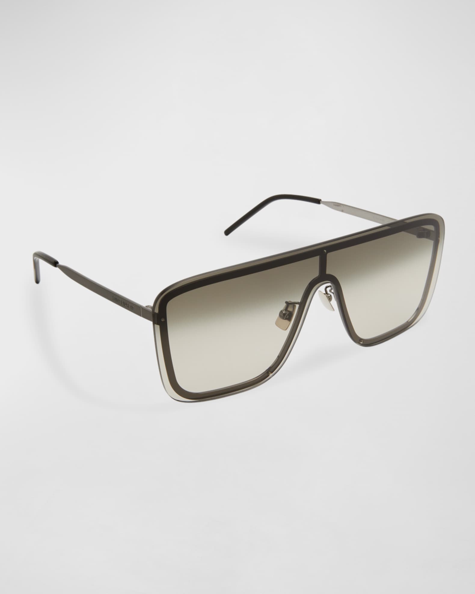 Saint Laurent Men's Gradient Metal Shield Sunglasses