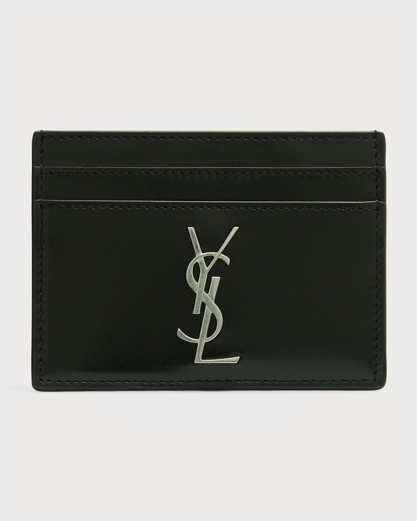 Saint Laurent Men's YSL Monogram Leather Card Case | Neiman Marcus