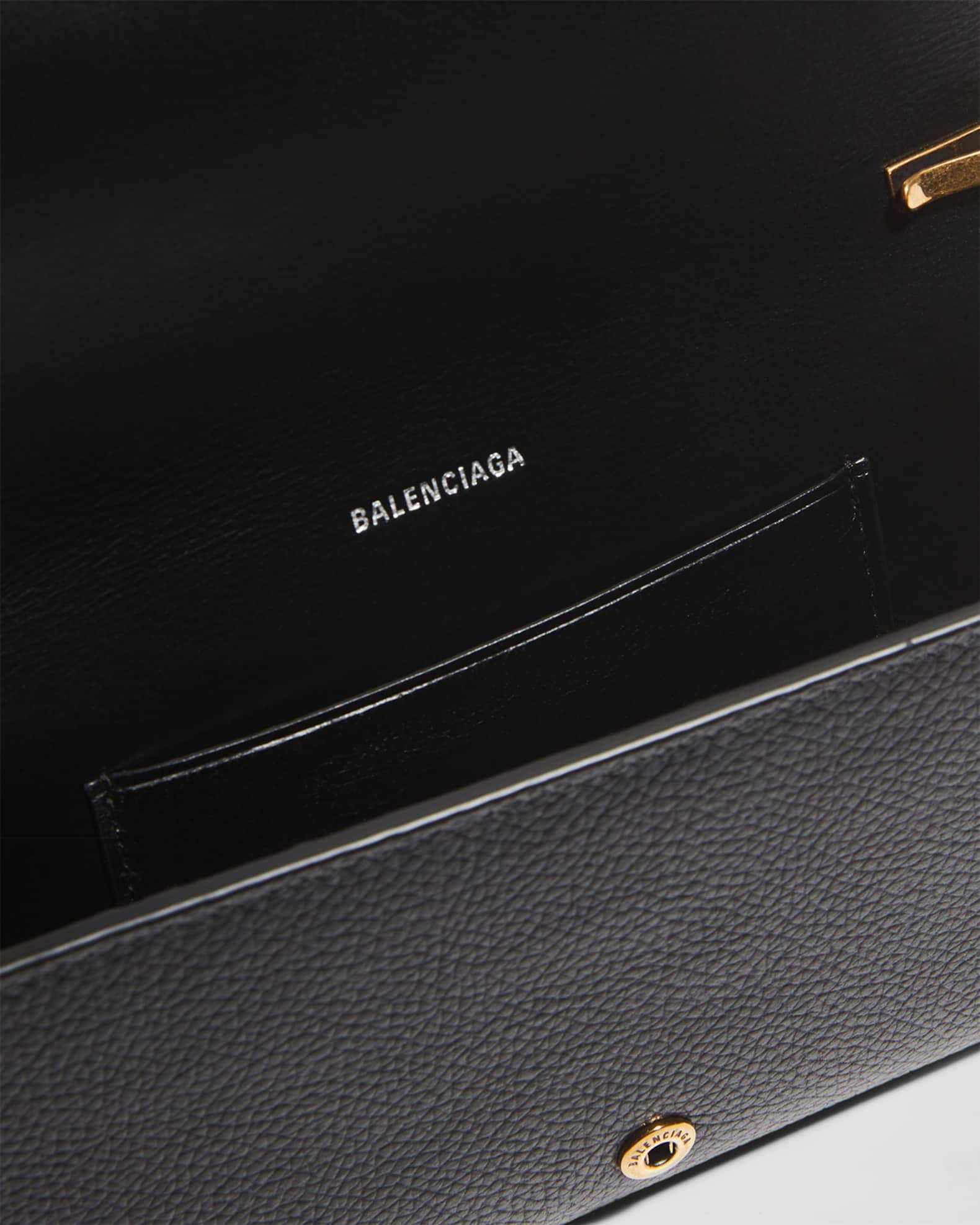 Balenciaga Grained Logo Bifold Wallet with Chain Strap | Neiman Marcus
