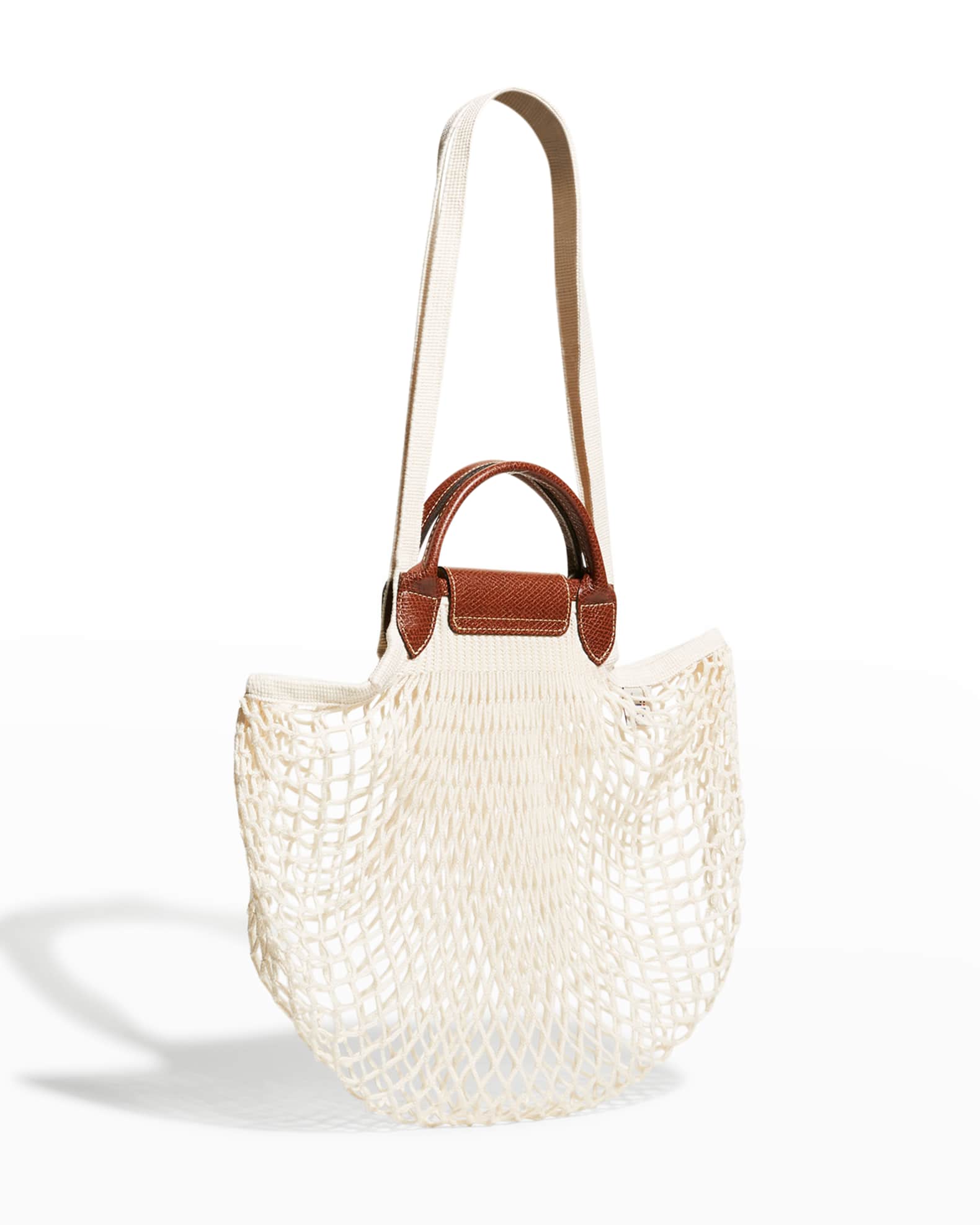Longchamp Neutrals Le Pliage Filet Knit Tote Bag