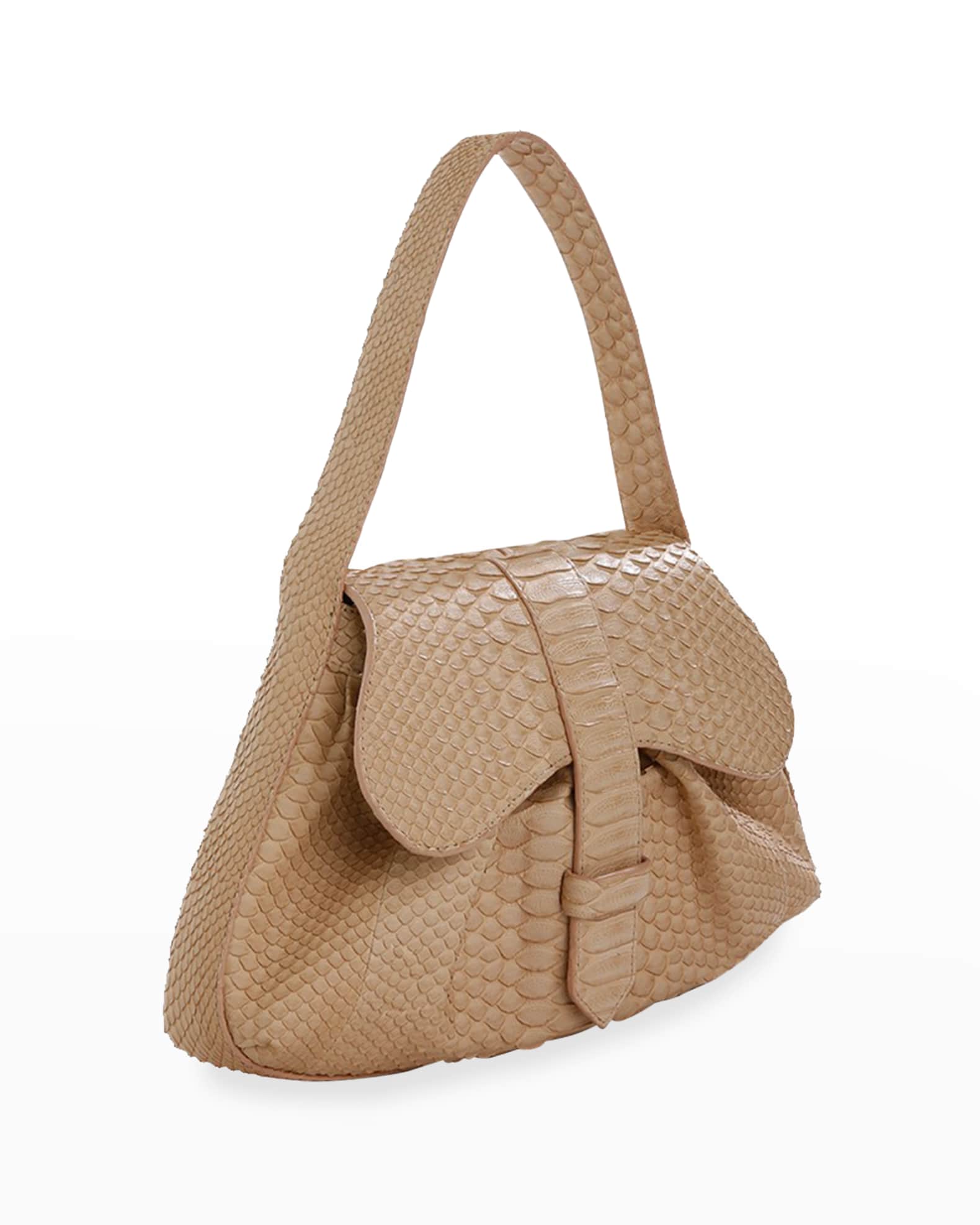 ADRIANA CASTRO Mercedes Pleated Python Top-Handle Bag | Neiman Marcus