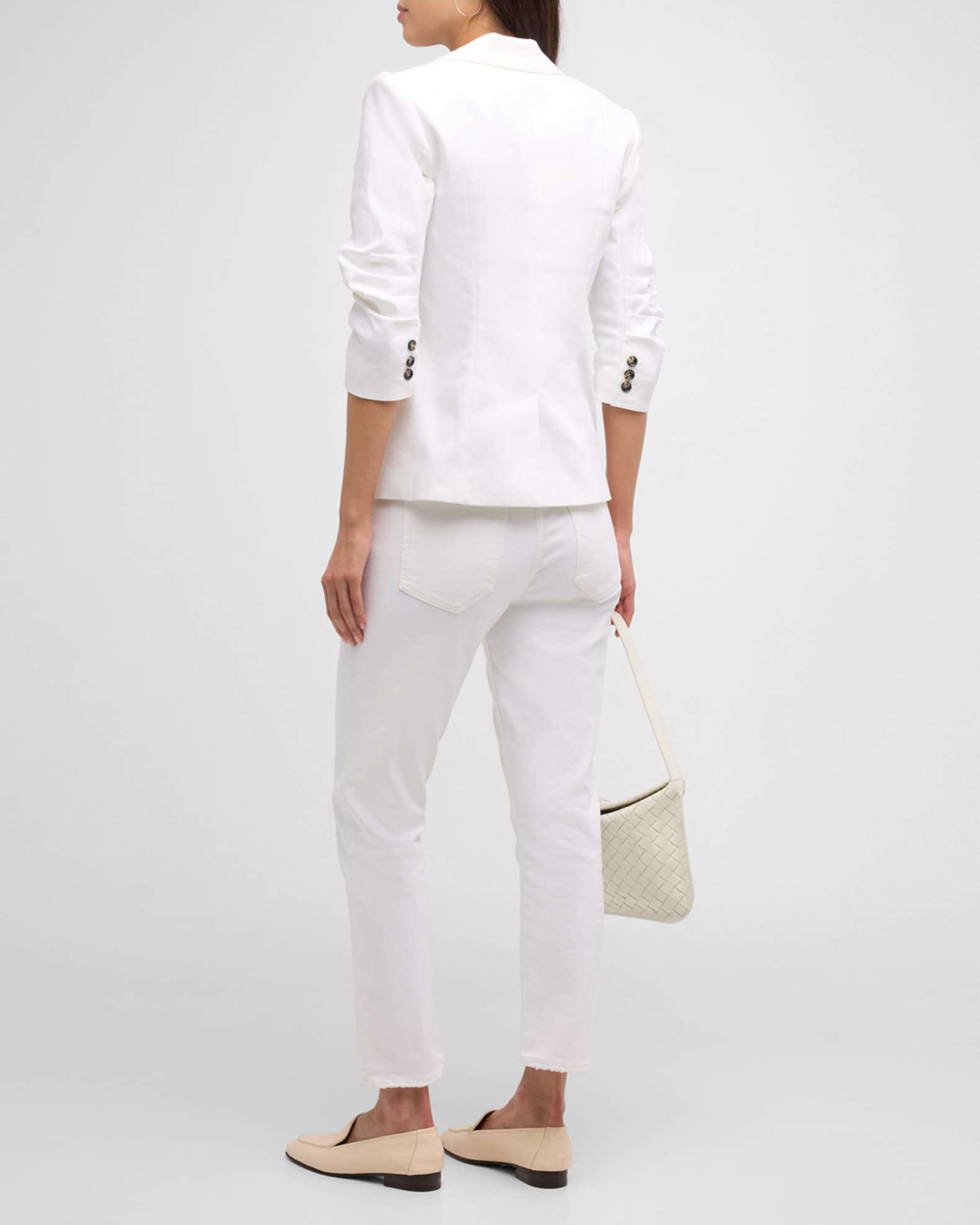 Stephen Sprouseホワイトジャケット サイズ8 Cinq a Sept Khloe 3/4-Sleeve White Denim Blazer | Neiman Marcus
