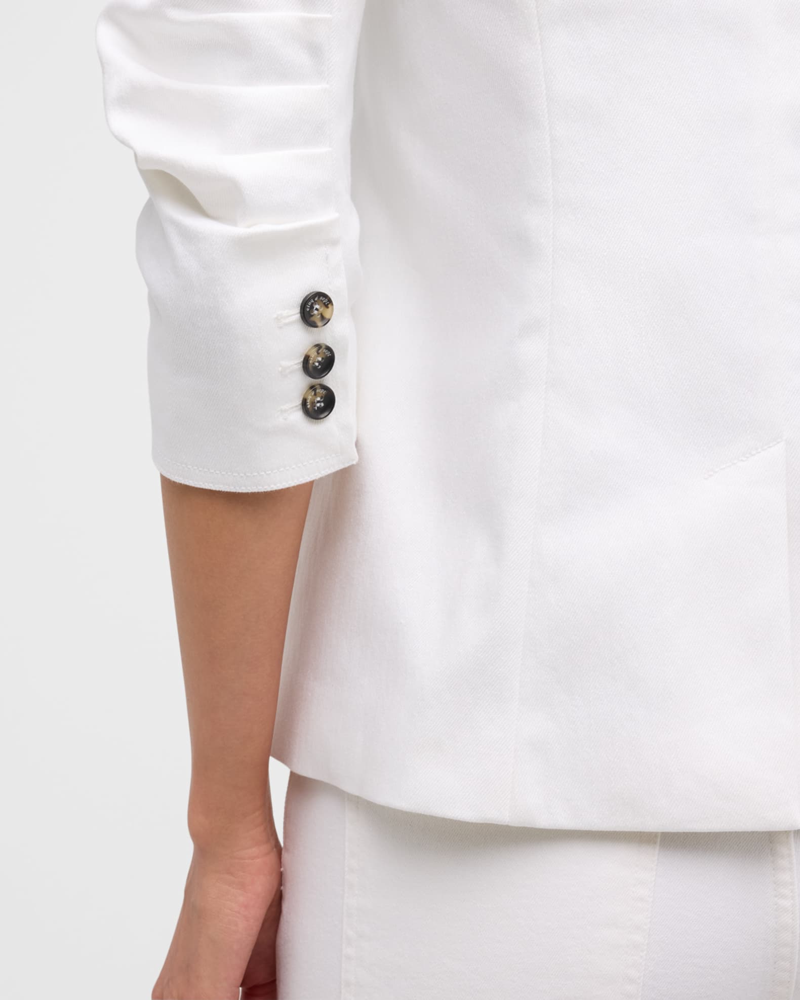 Cinq a Sept Khloe 3/4-Sleeve White Denim Blazer | Neiman Marcus