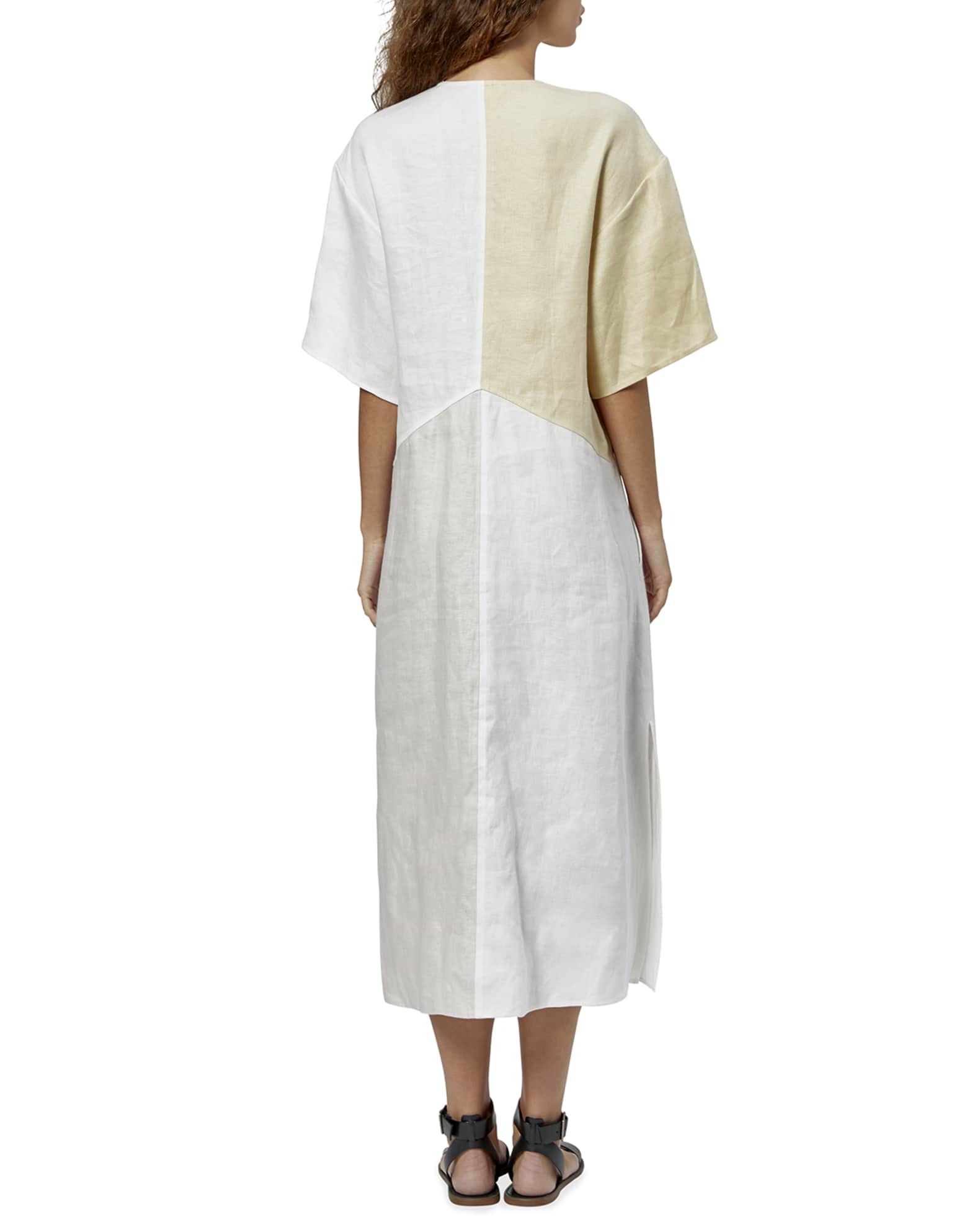 Equipment Josee Colorblock Linen Midi Dress Neiman Marcus