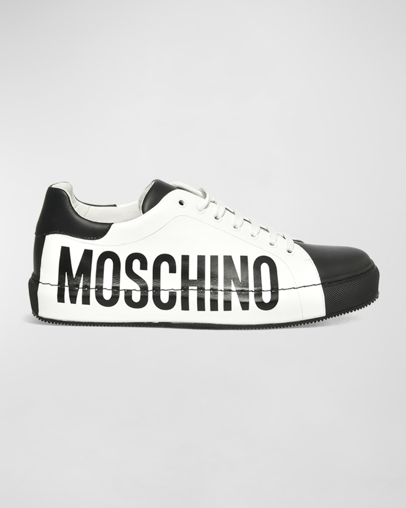 Moschino logo-patch leather sneakers - Pink