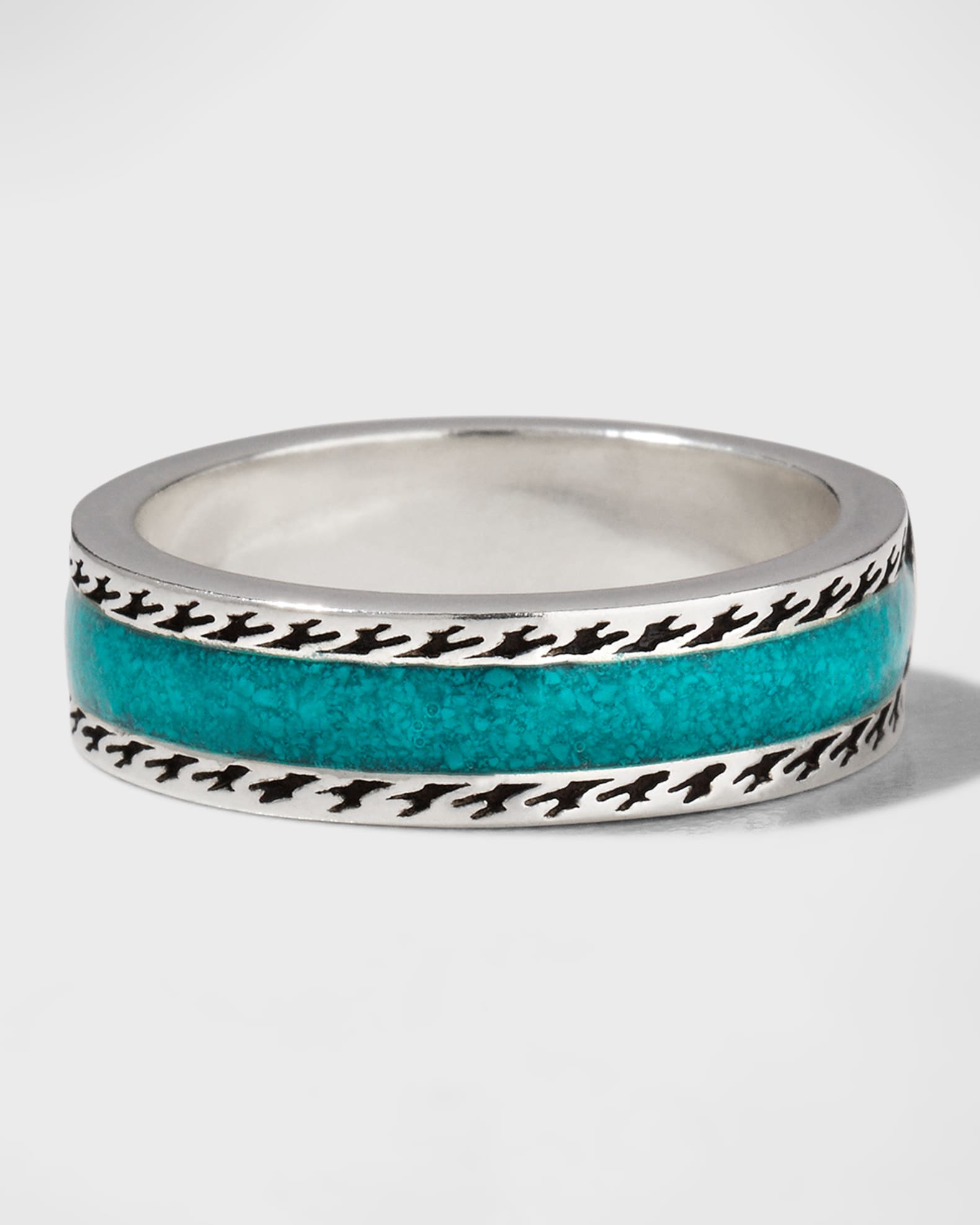 【GUCCI】GG Interlocking Semi Shiny Silver Enamel Ring Men's Interlocking G Silver & Enamel Band Ring | Neiman Marcus