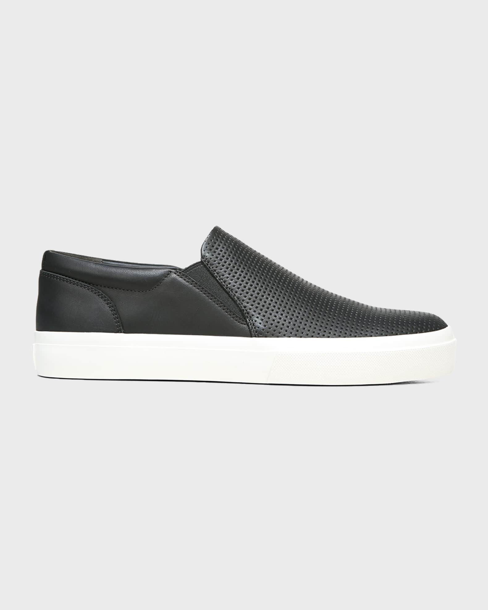 Vince Men's Fletcher Leather Slip-On Sneakers - Black - Size 7