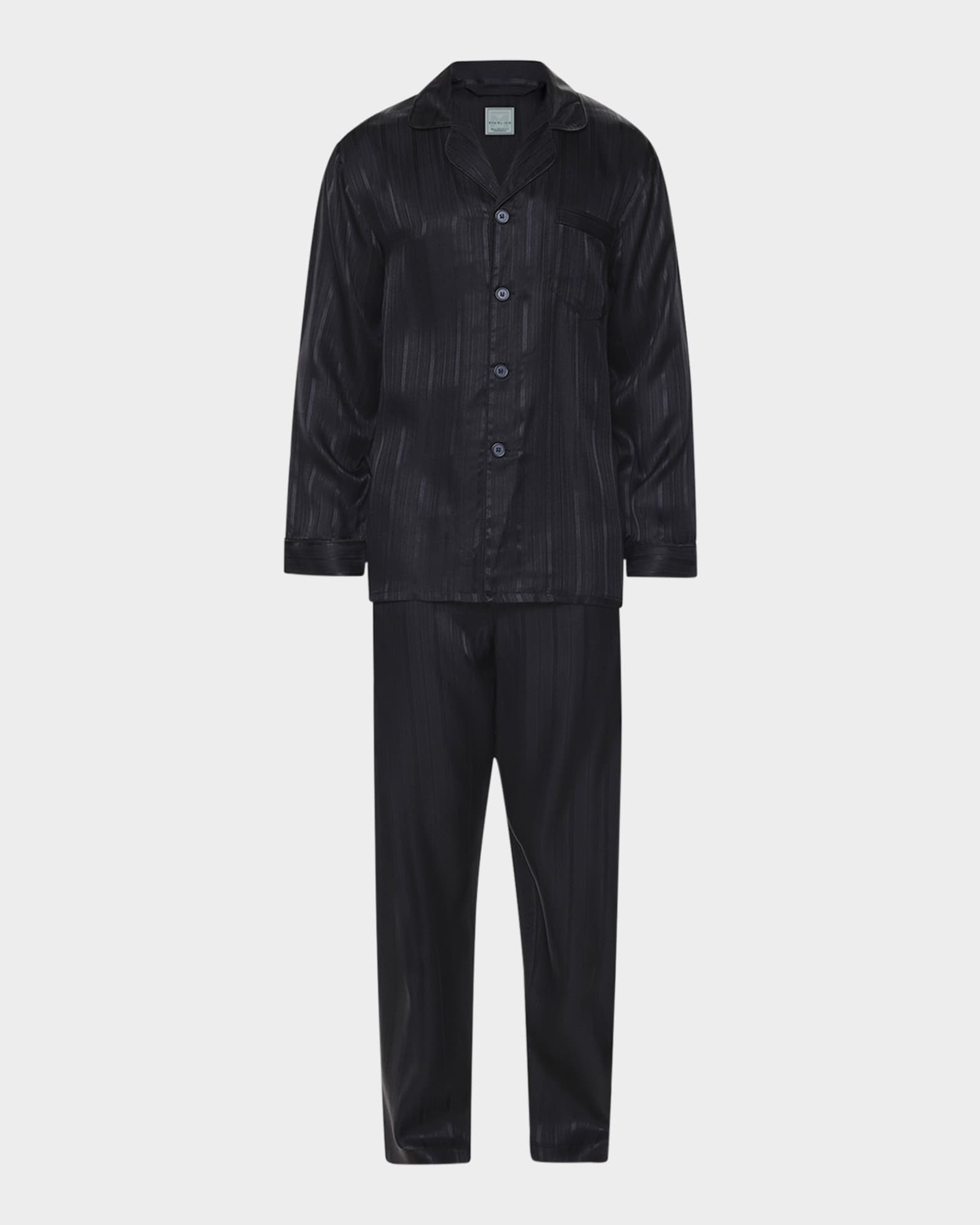 Mens black satin pajama set store