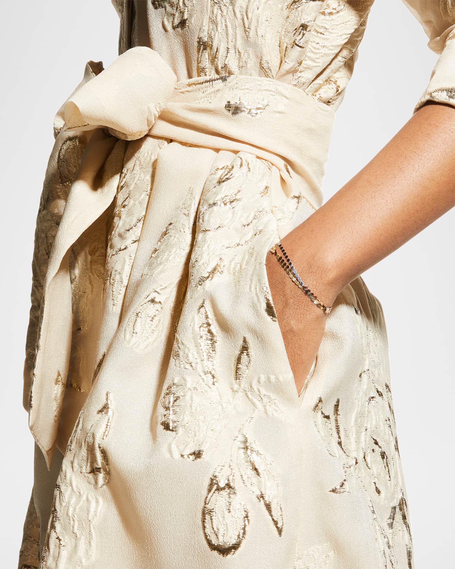 Teri Jon by Rickie Freeman Metallic Jacquard Belted Shirt Dress main image 1