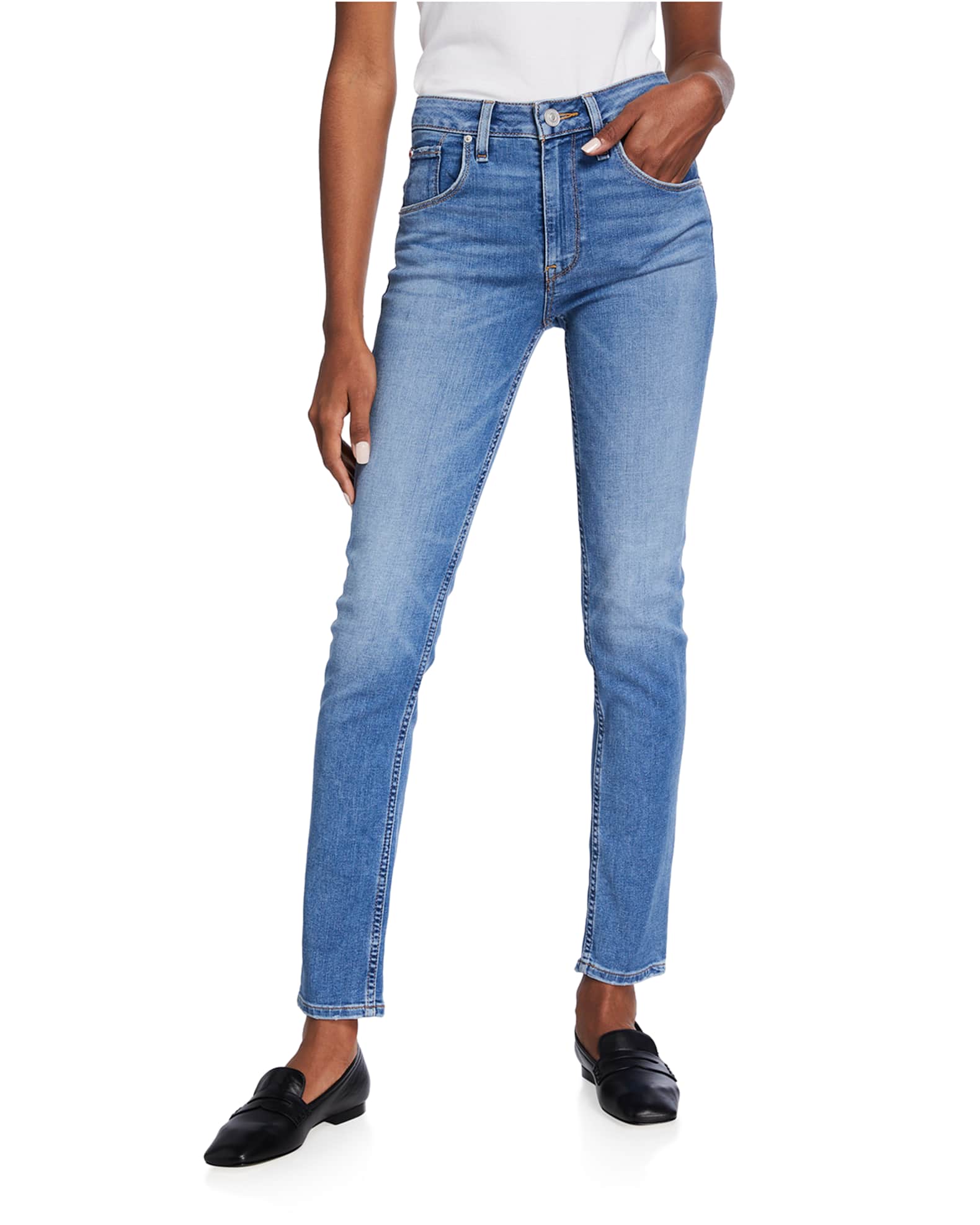 Hudson Collin High-Rise Flap-Pocket Skinny Jeans | Neiman Marcus