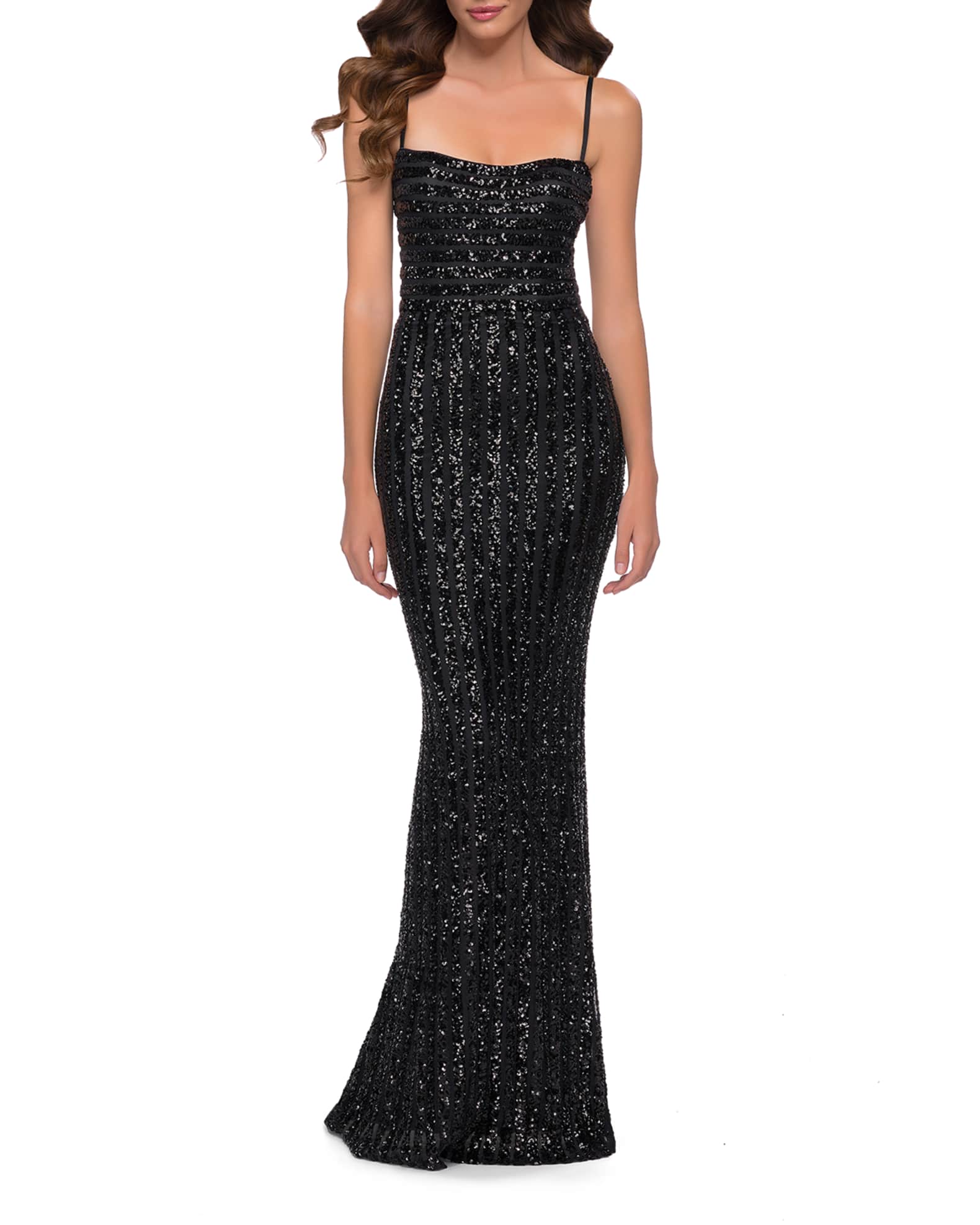 sequin column gown