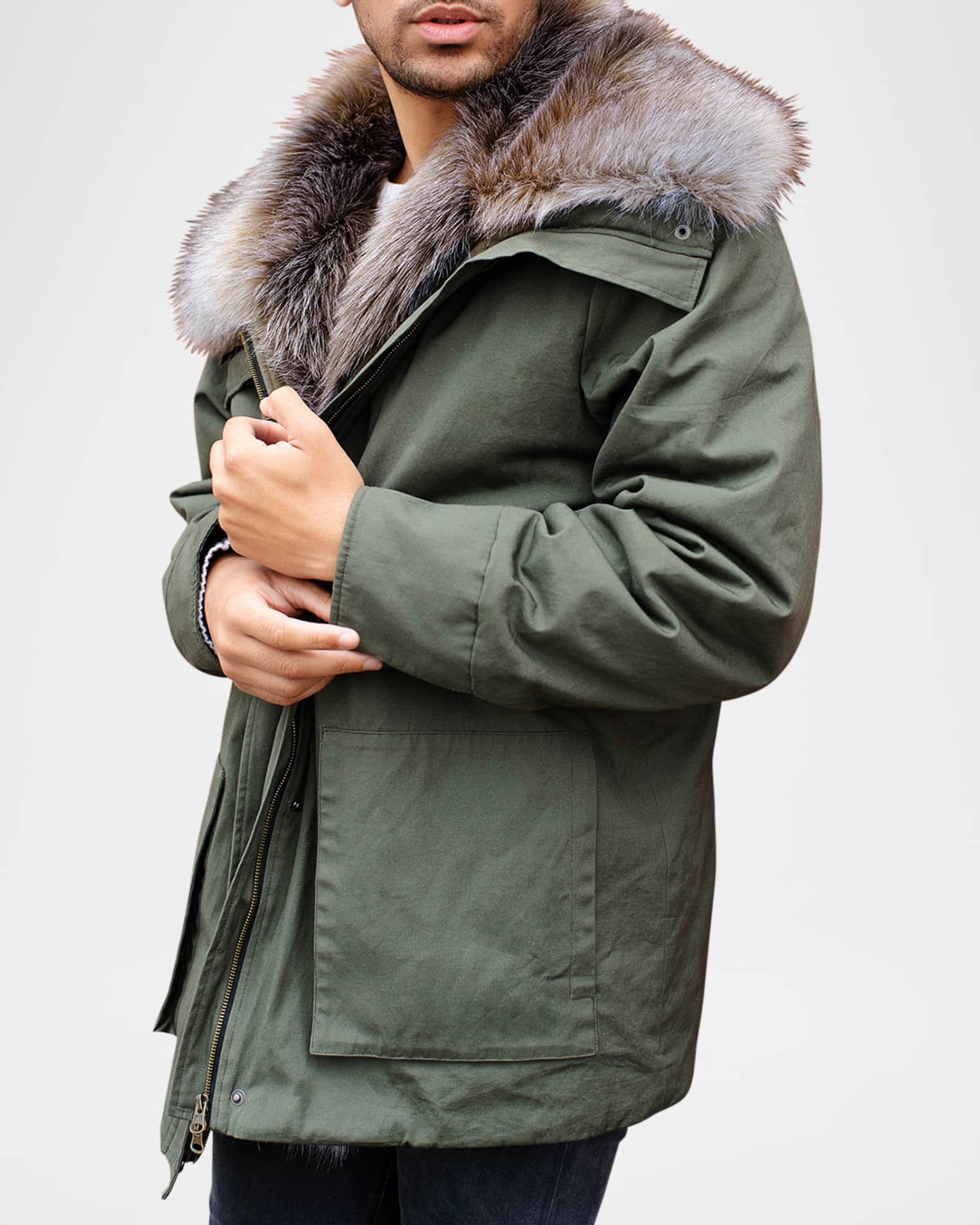 Faux fur anorak top