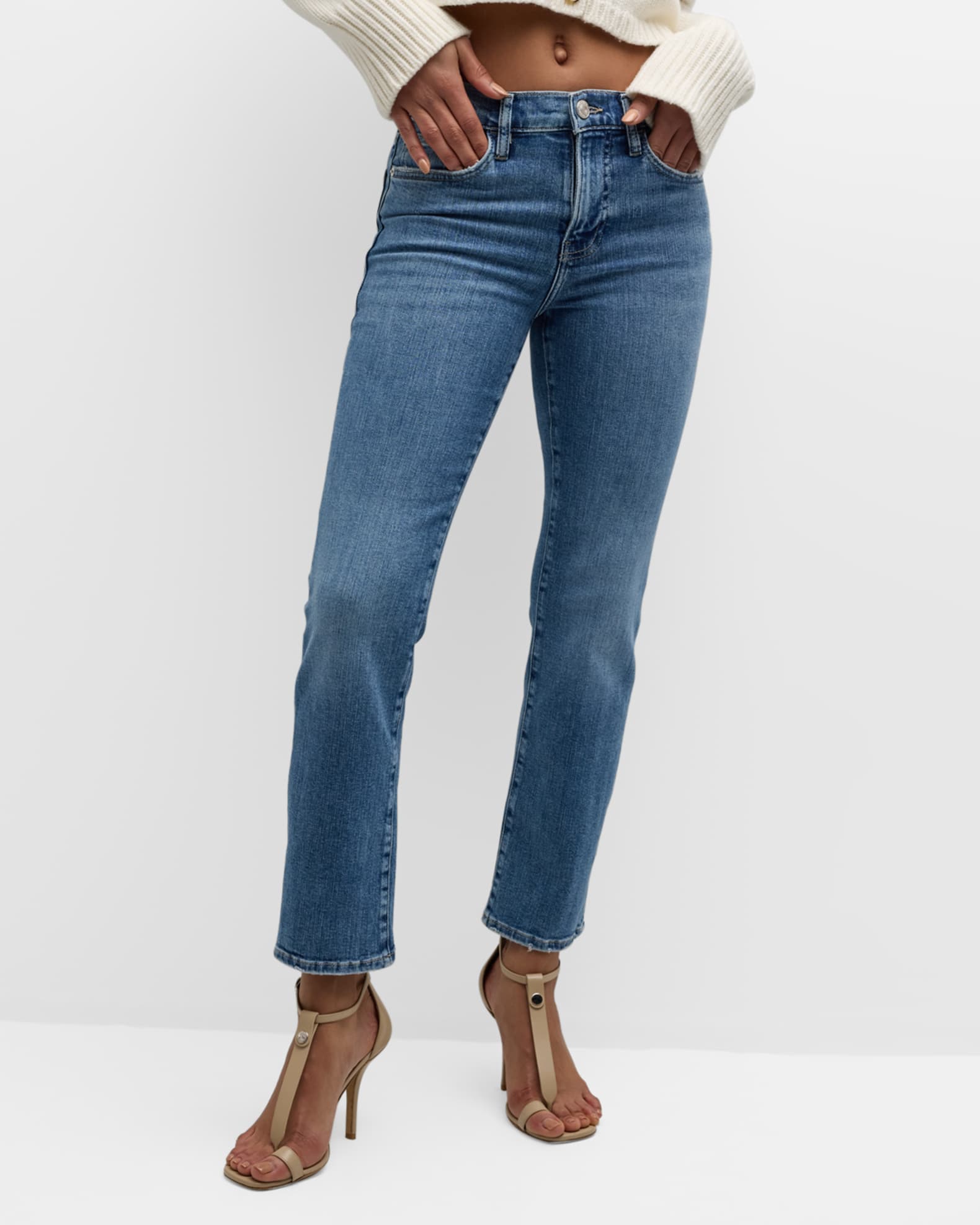 【関税込み】FRAME インディゴ Le High Straight ジーンズ FRAME Le High Straight Ankle Jeans | Neiman Marcus