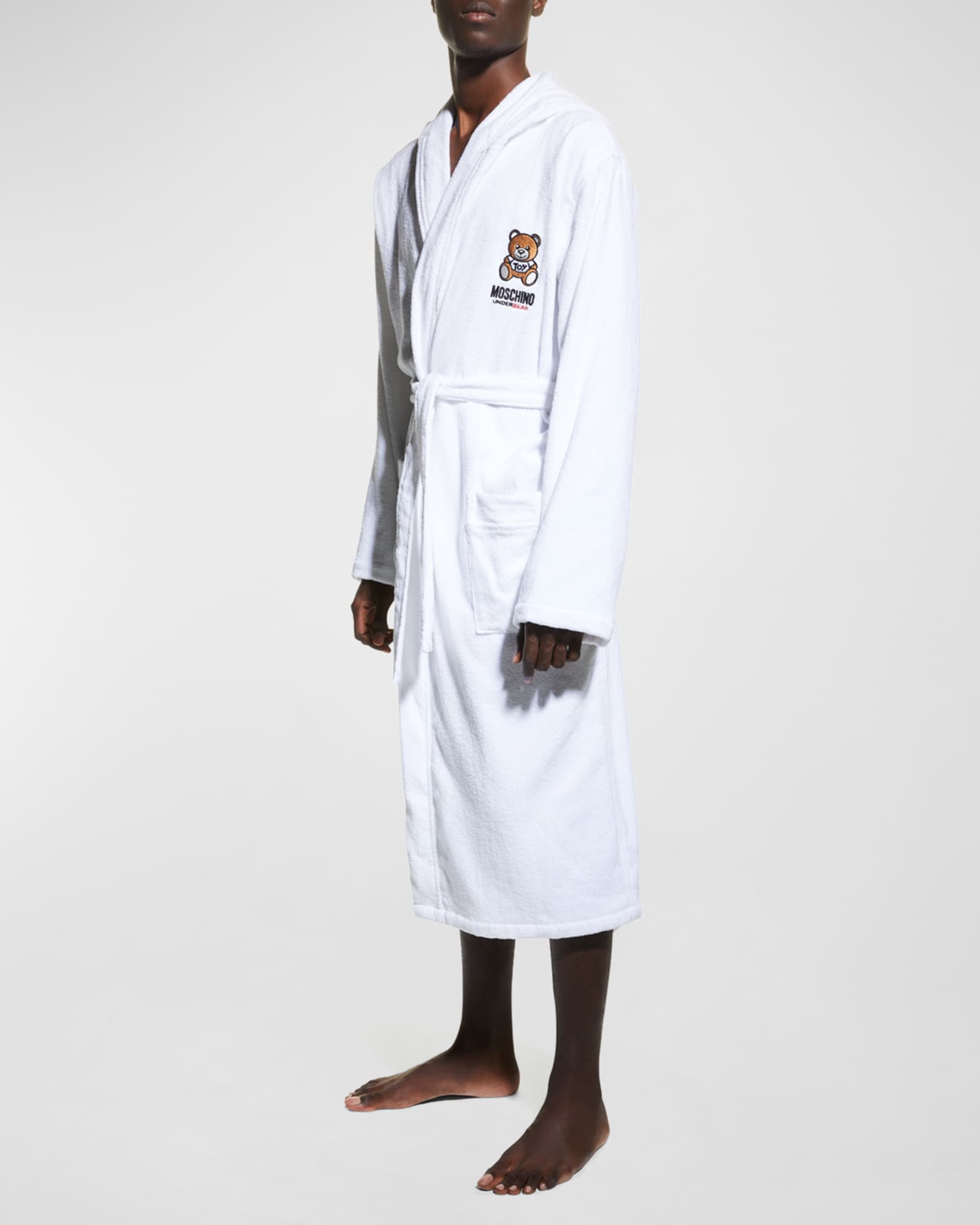 Moschino teddy bear patch bathrobe - White