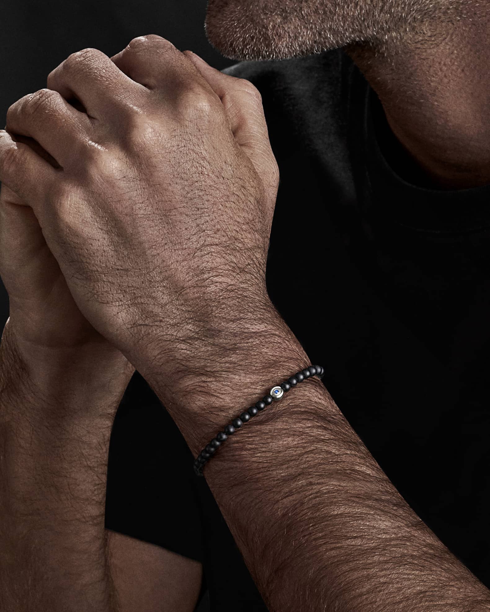 David Yurman 4mm Men s Spiritual Bead Evil Eye Bracelet Neiman Marcus