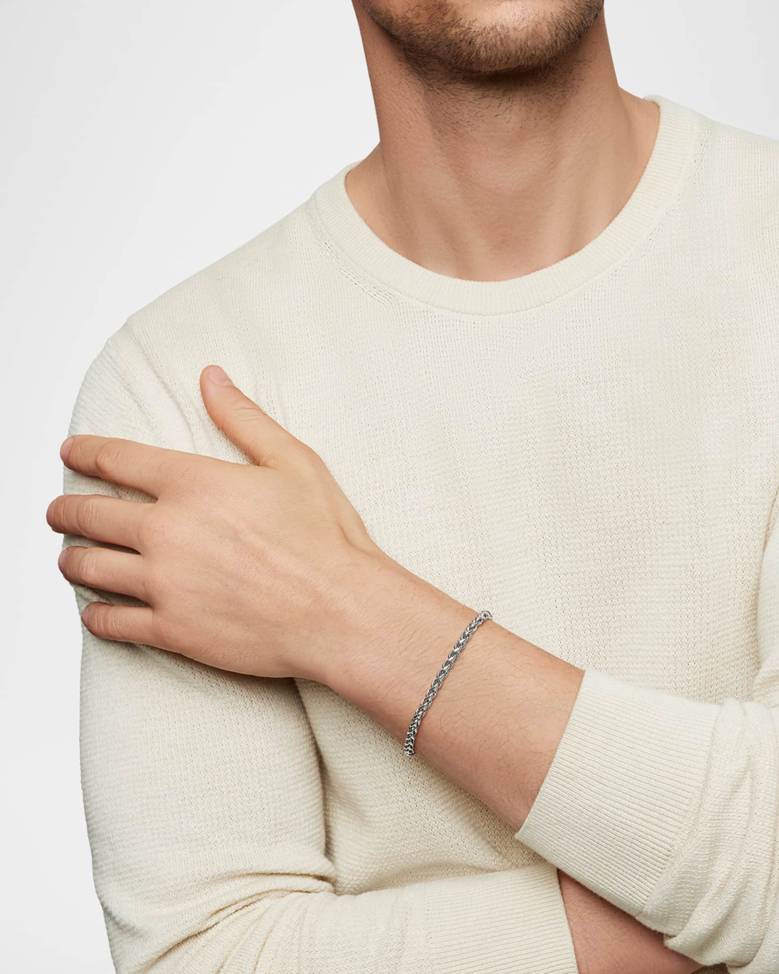 Men's Wheat Chain Bracelet in Silver, 4mm 1