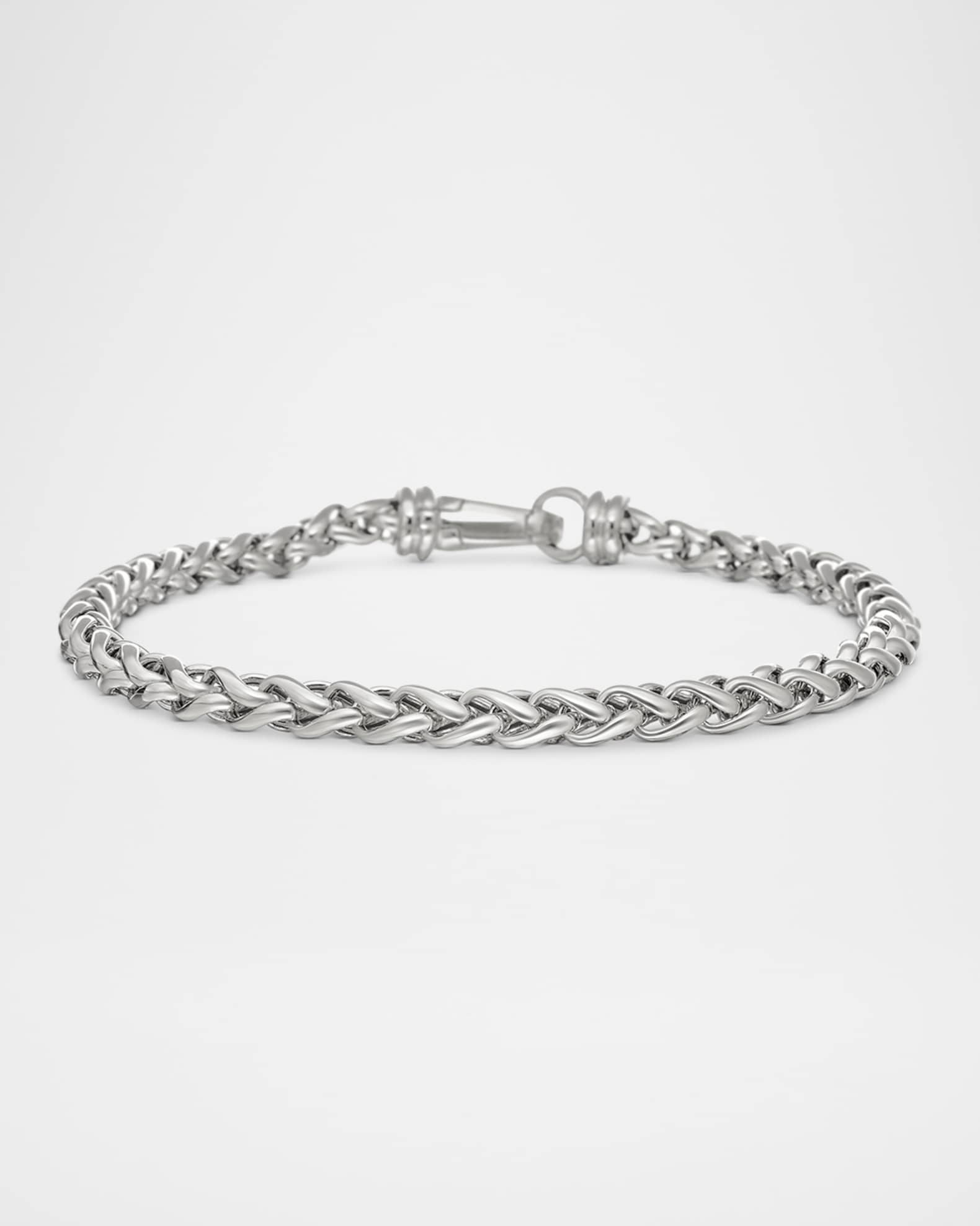 Men's Wheat Chain Bracelet in Silver, 4mm 0
