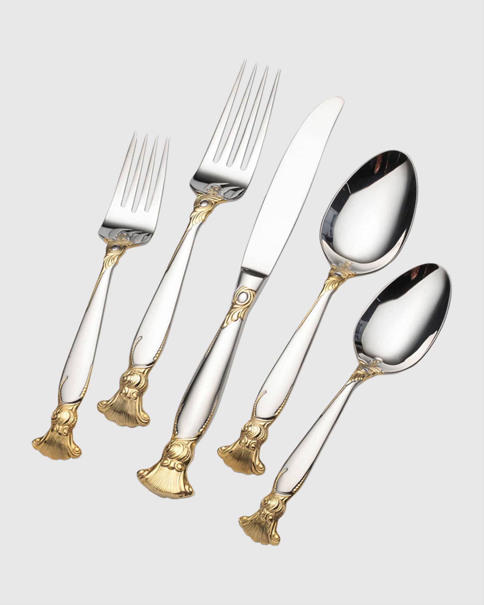 Wallace Silversmiths Gold Accent Salacia 20 Piece Flatware Set Neiman Marcus