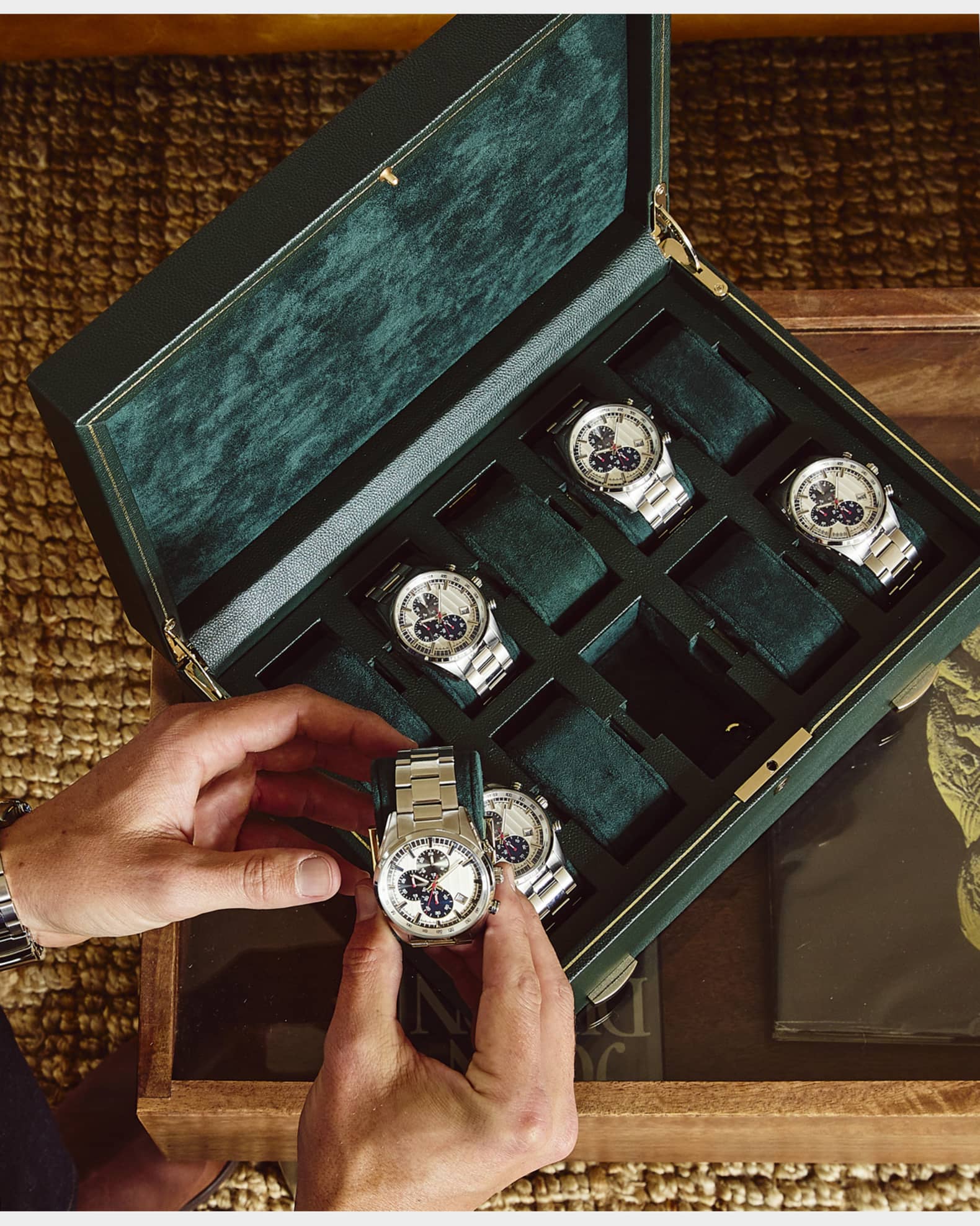 WOLF British Racing 10-Piece Watch Box with Drawer | Neiman Marcus