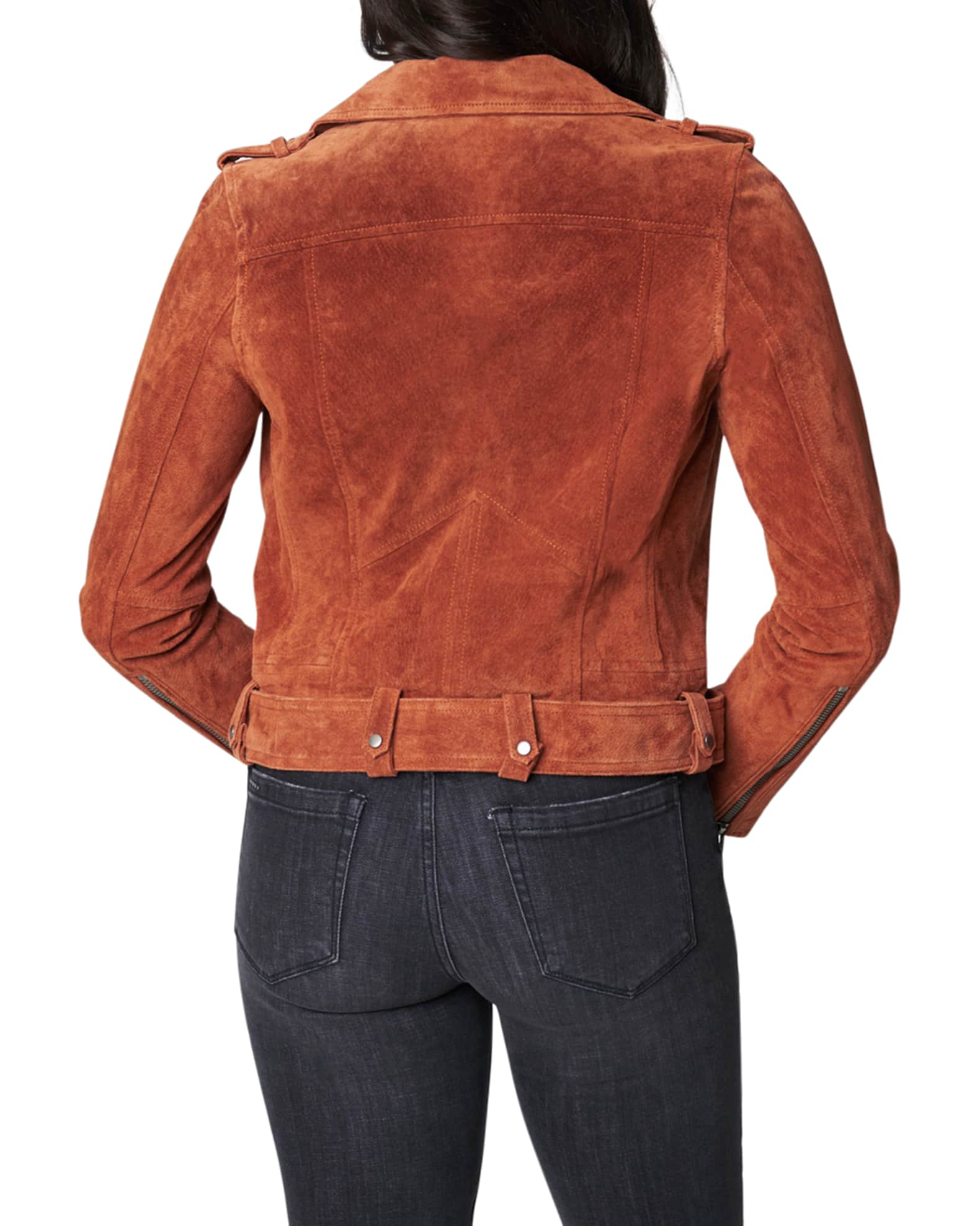 Blank NYC Cropped Stretch Suede Moto Jacket | Neiman Marcus