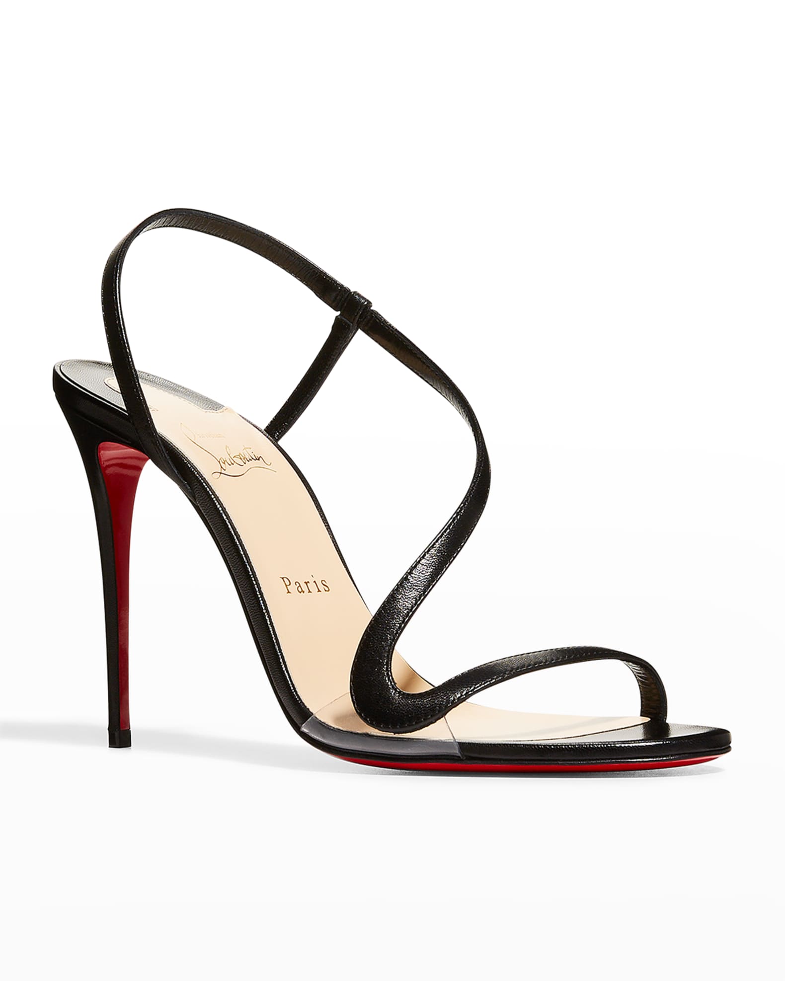 Christian Louboutin Rosalie Leather Red Sole Stiletto Sandals | Neiman ...