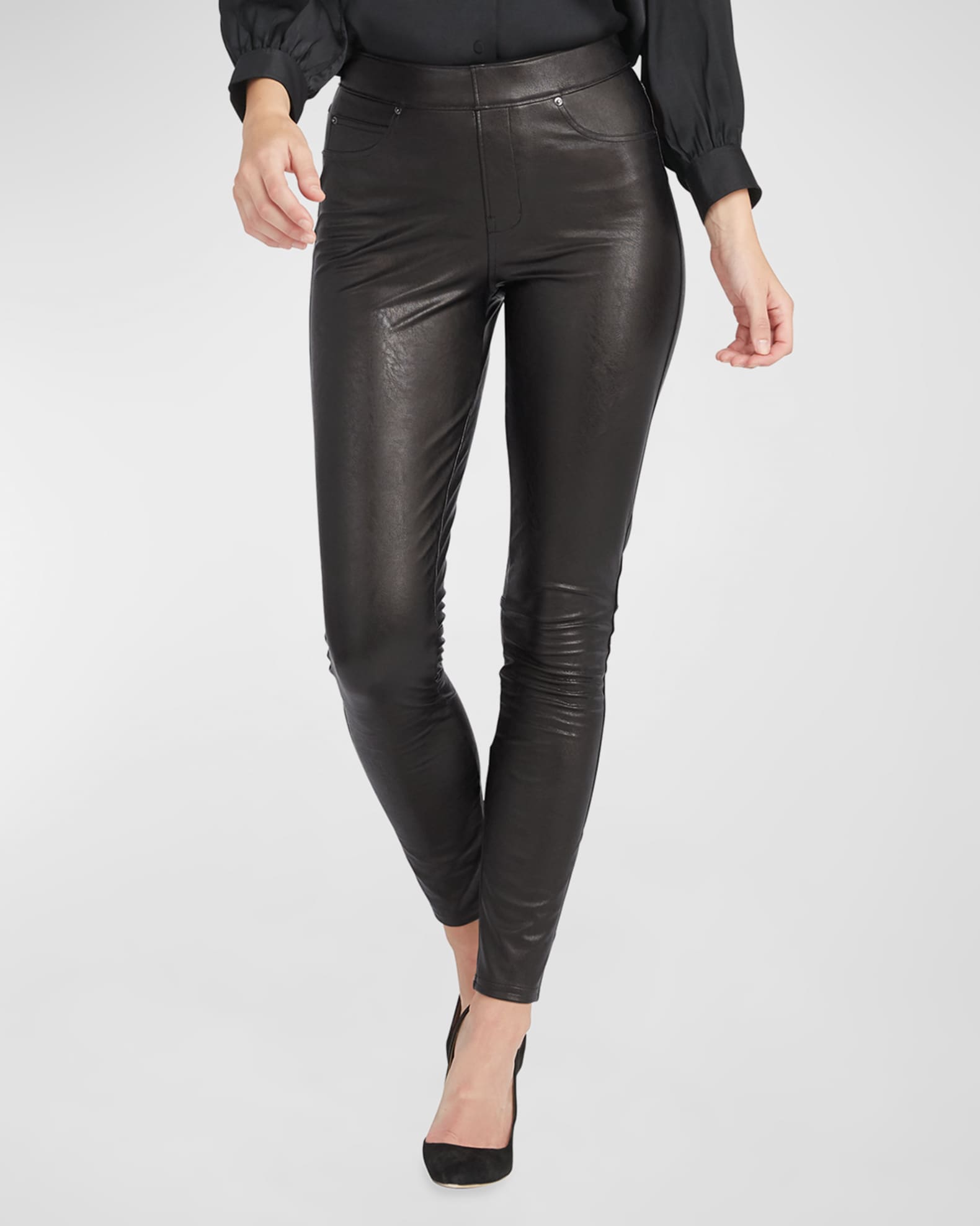 SPANX Faux Leather Leggings for Women Tummy Control, Black, X-Large :  : Clothing, Shoes & Accessories