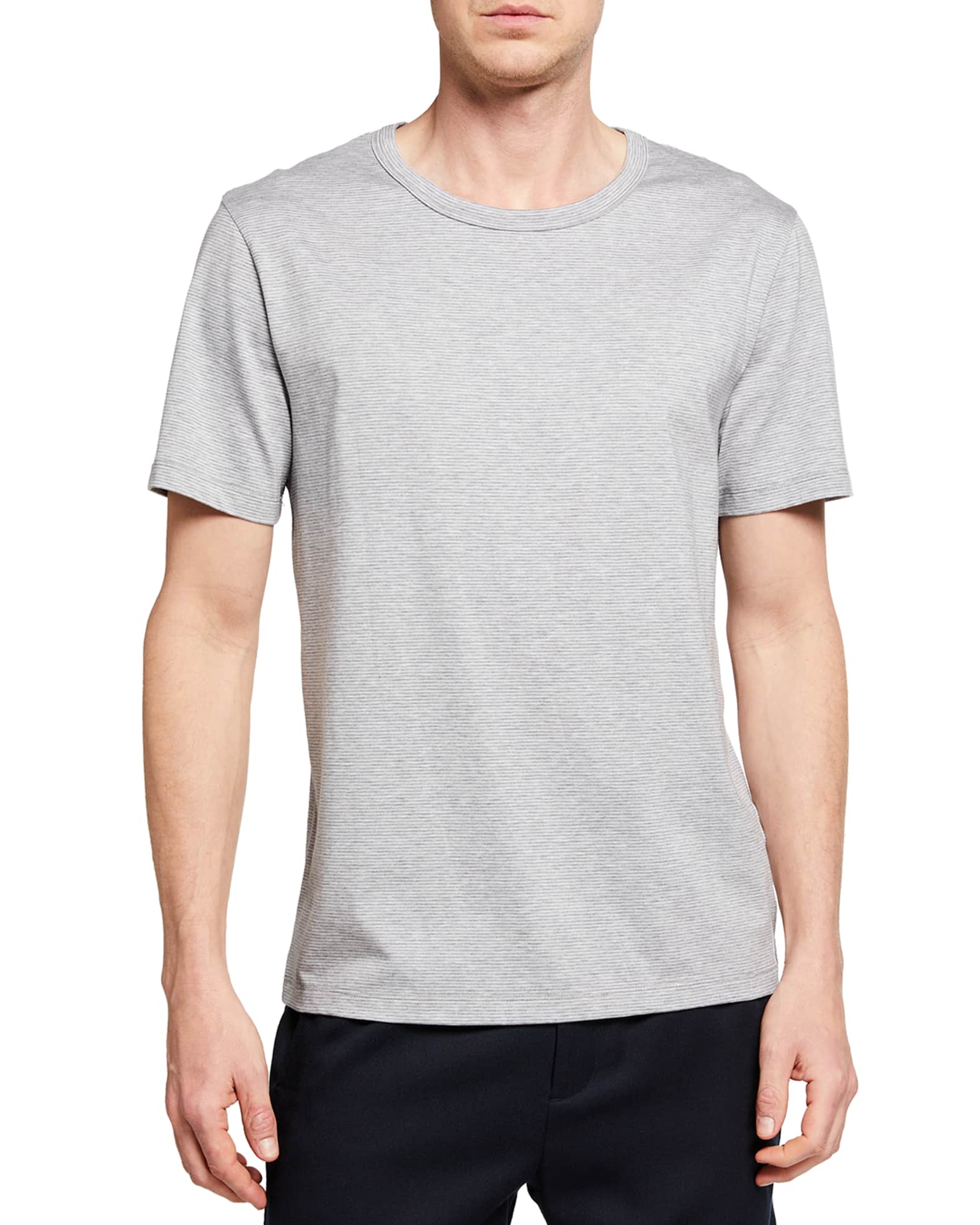 Vince Men's Striped Silk-Blend Crew T-Shirt | Neiman Marcus